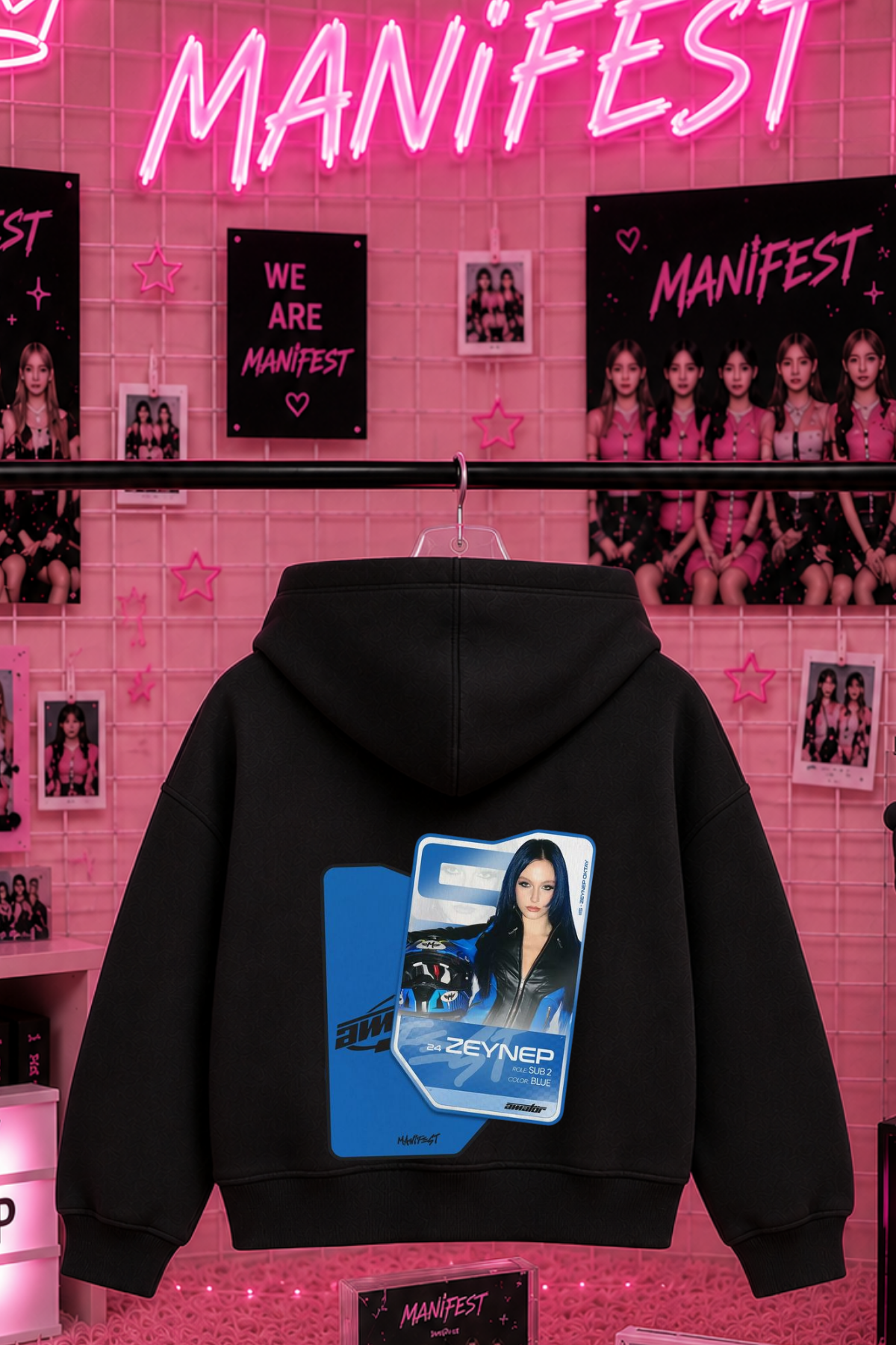 Manifest Zoktay Kart Baskılı Siyah 3 İplik Şardonsuz Sweatshirt