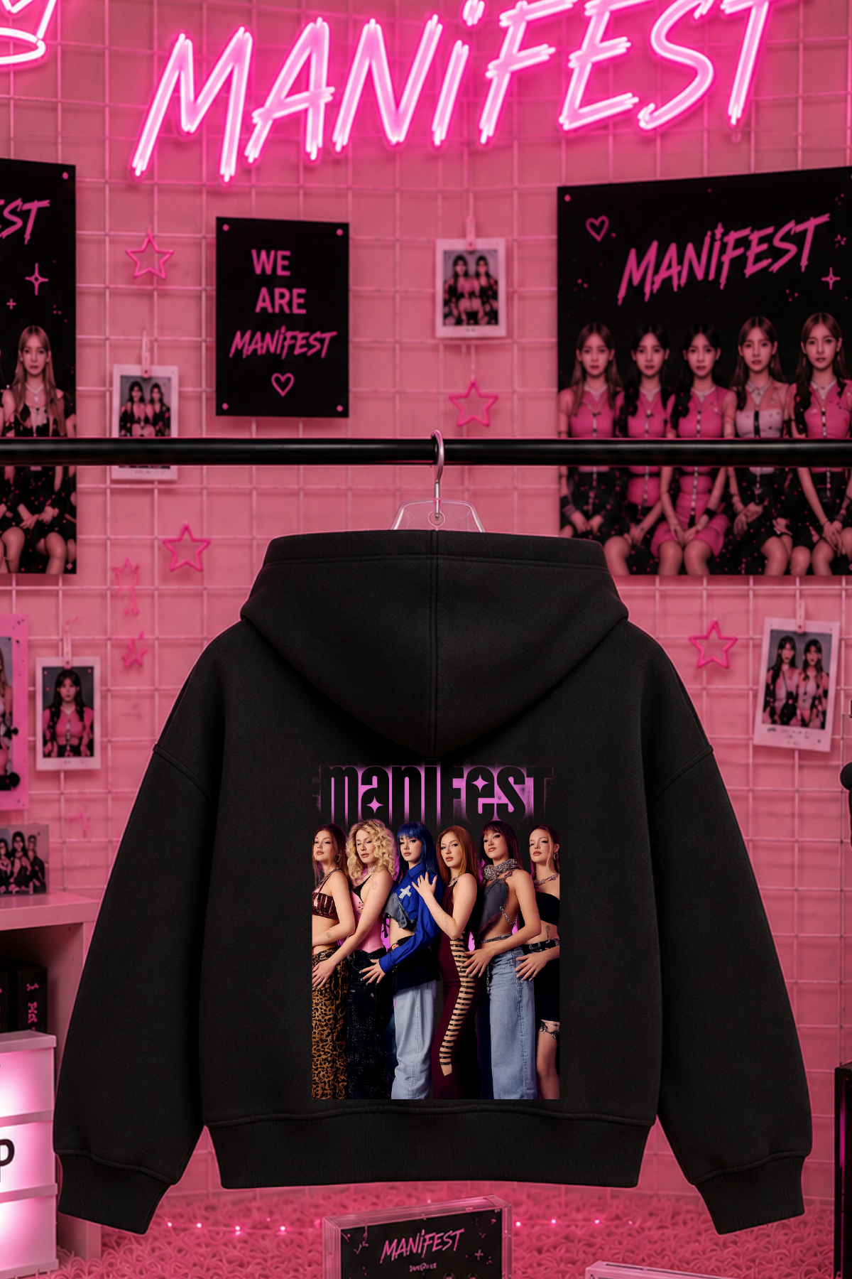 Manifest(1) Baskılı Siyah 3 İplik Şardonsuz Sweatshirt