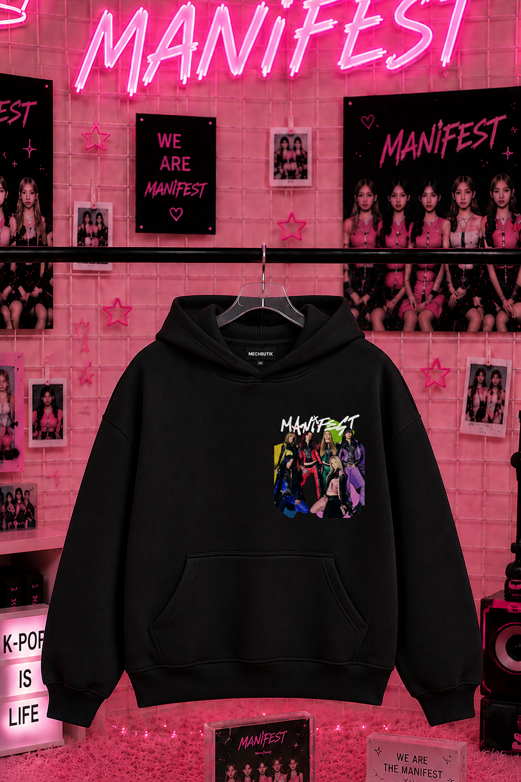 Manifest(2) Baskılı Siyah 3 İplik Şardonsuz Sweatshirt