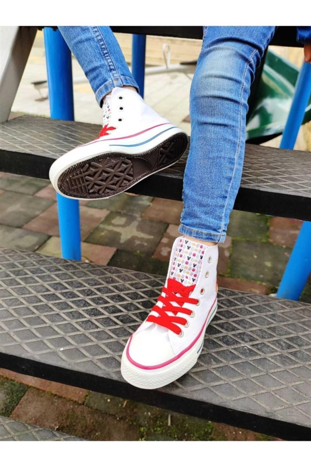 Mickey Mouse Baskılı Çocuk Sneakers Ayakkabı Keten Spor Ayakkabı