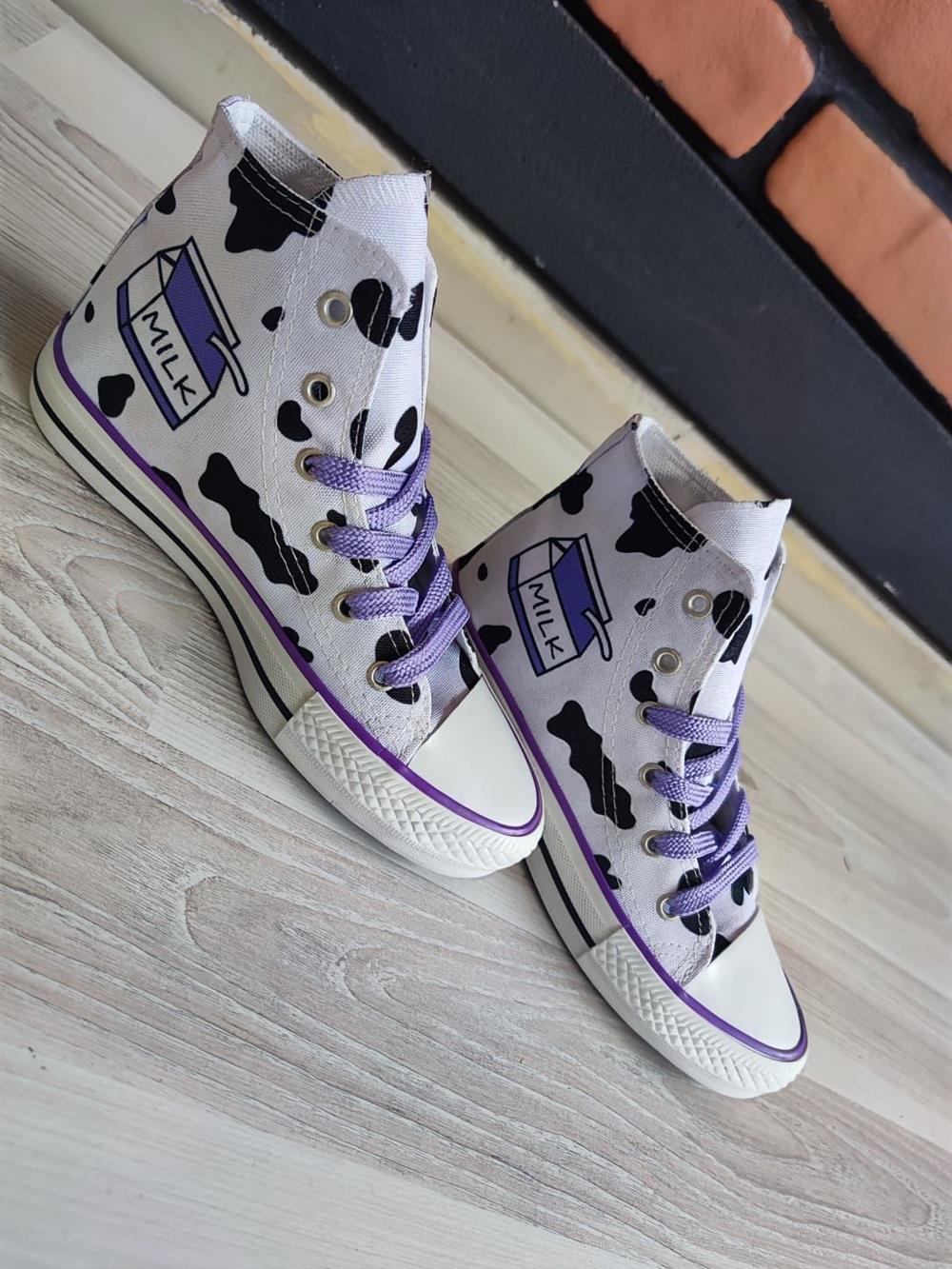 Milk Desenli Convers Modeli Sneaker Günlük Spor Ayakkabı