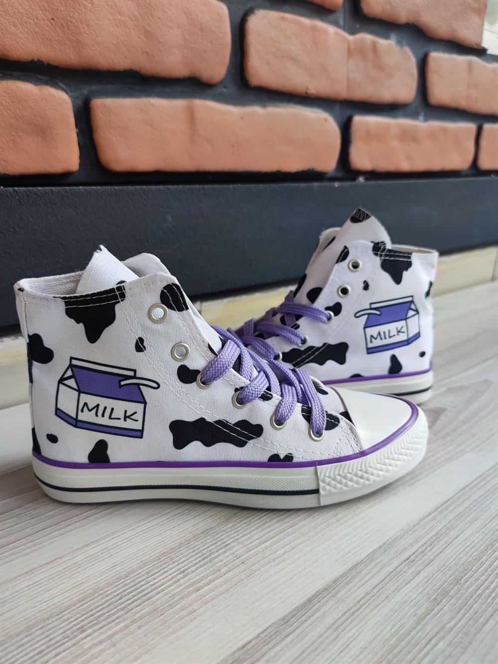 Milk Desenli Convers Modeli Sneaker Günlük Spor Ayakkabı