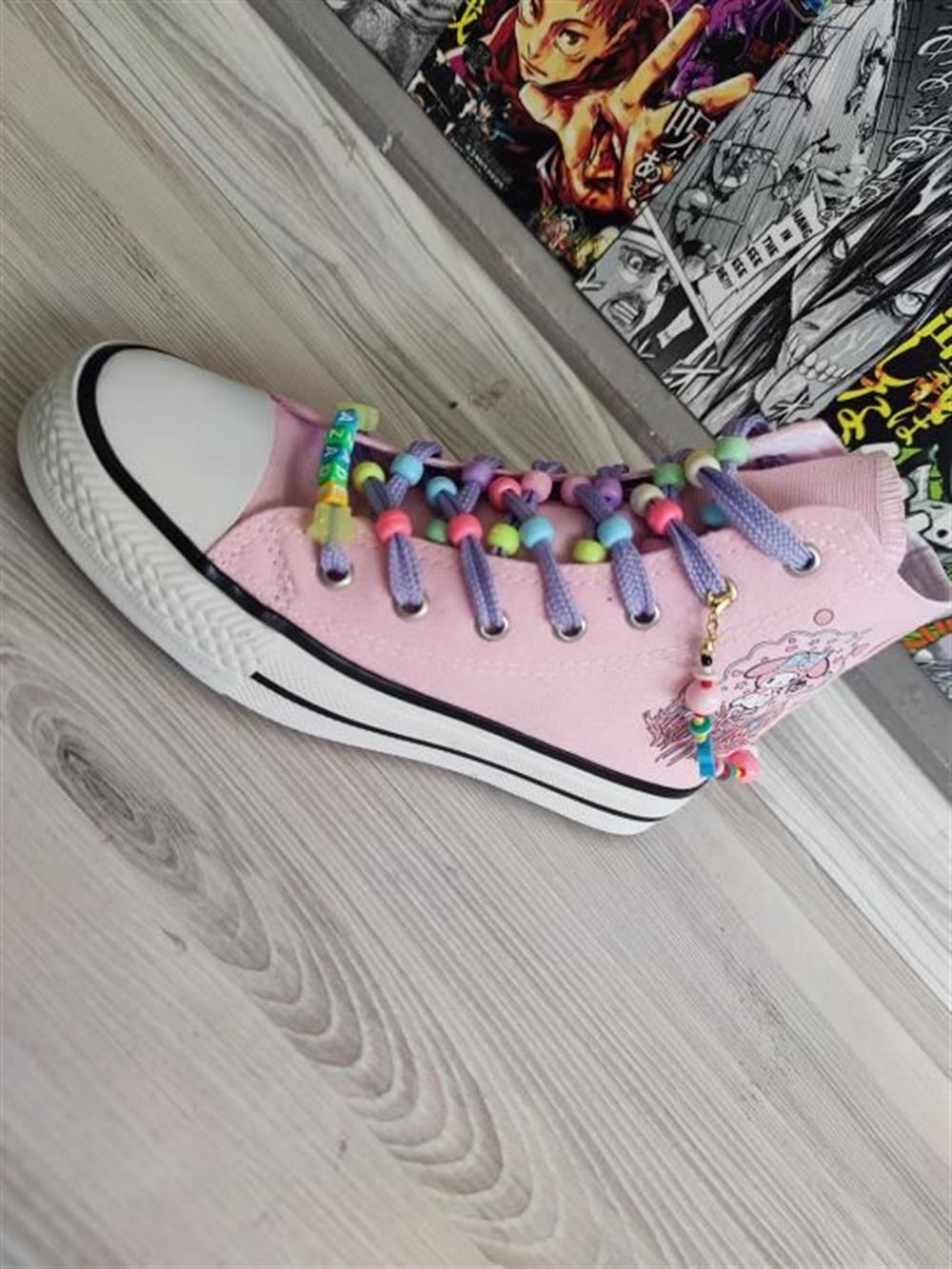My Melody Pembe Saçaklı Pembe Renk Halhal Ve Boncuklu Özel İsim Eklenir Spor Ayakkabı Sneaker