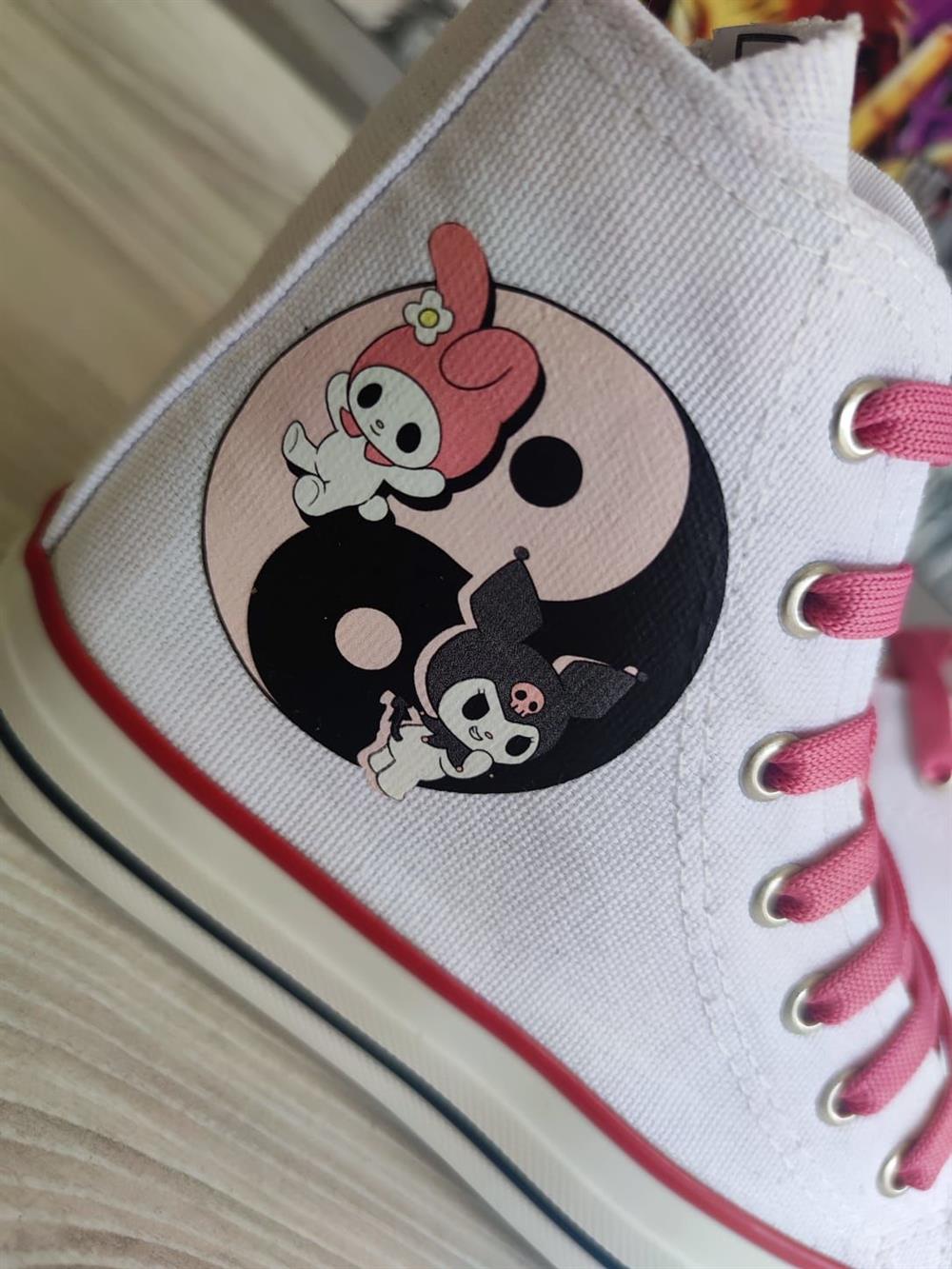 My Melody&Kuromi Baskılı Halka Desen Beyaz Spor Ayakkabı Sneaker