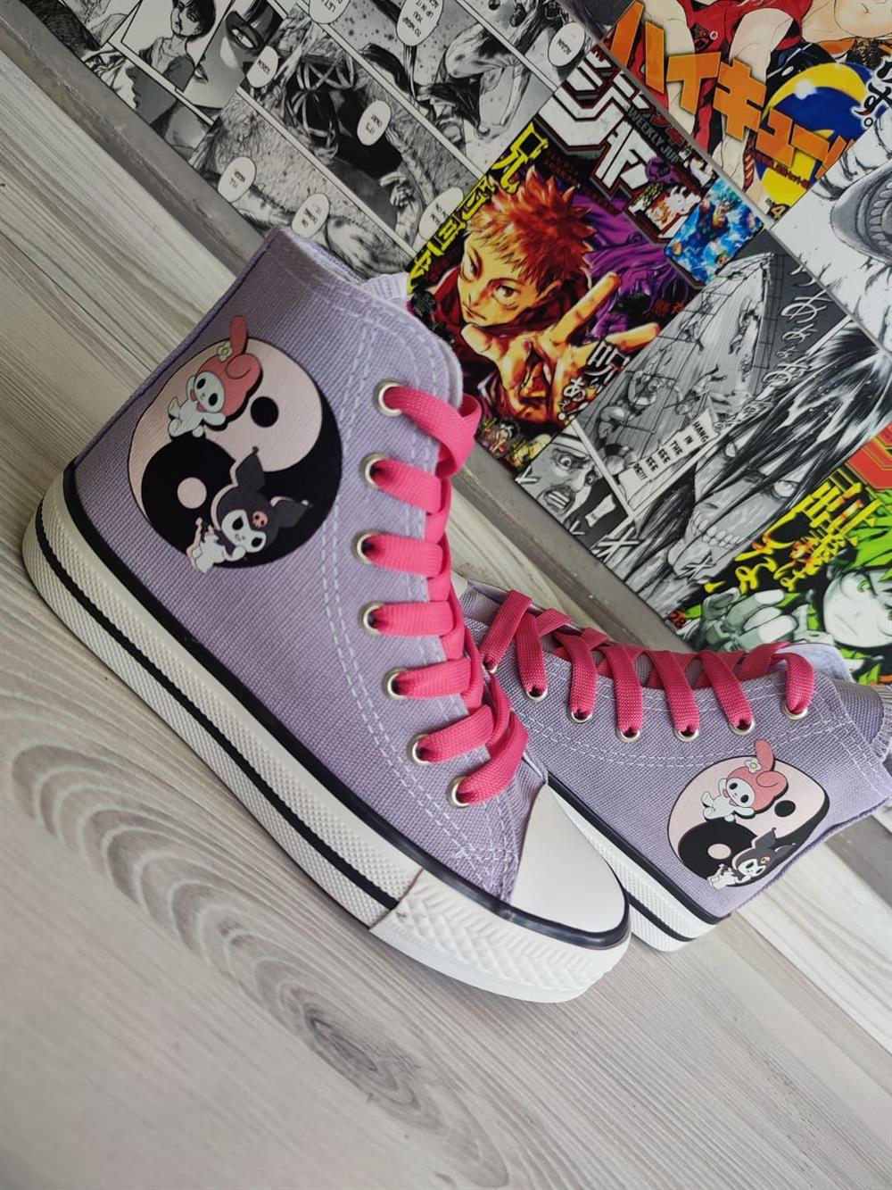 My Melody&Kuromi Baskılı Halka Desen Lila  Spor Ayakkabı Sneaker