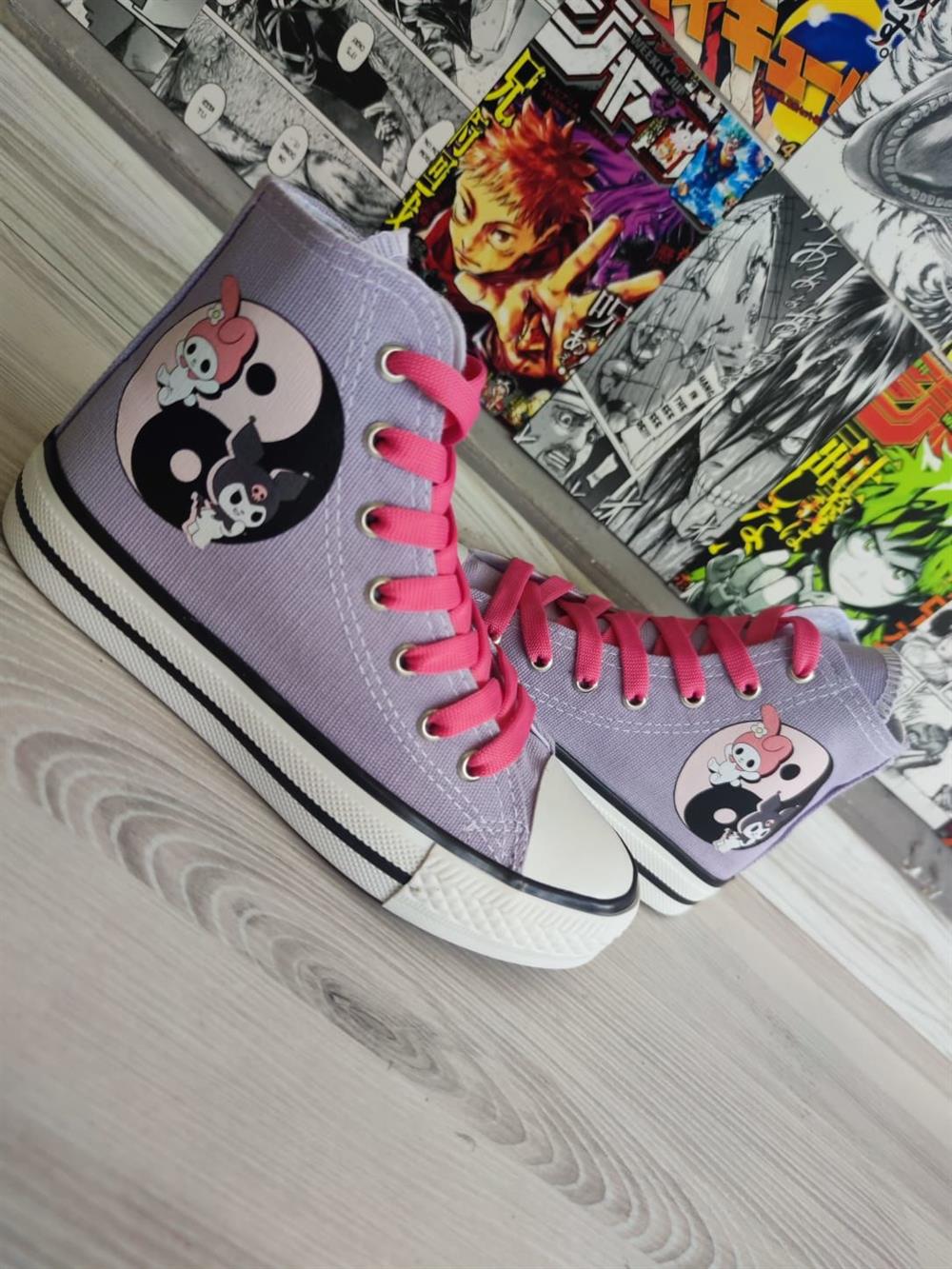 My Melody&Kuromi Baskılı Halka Desen Lila  Spor Ayakkabı Sneaker