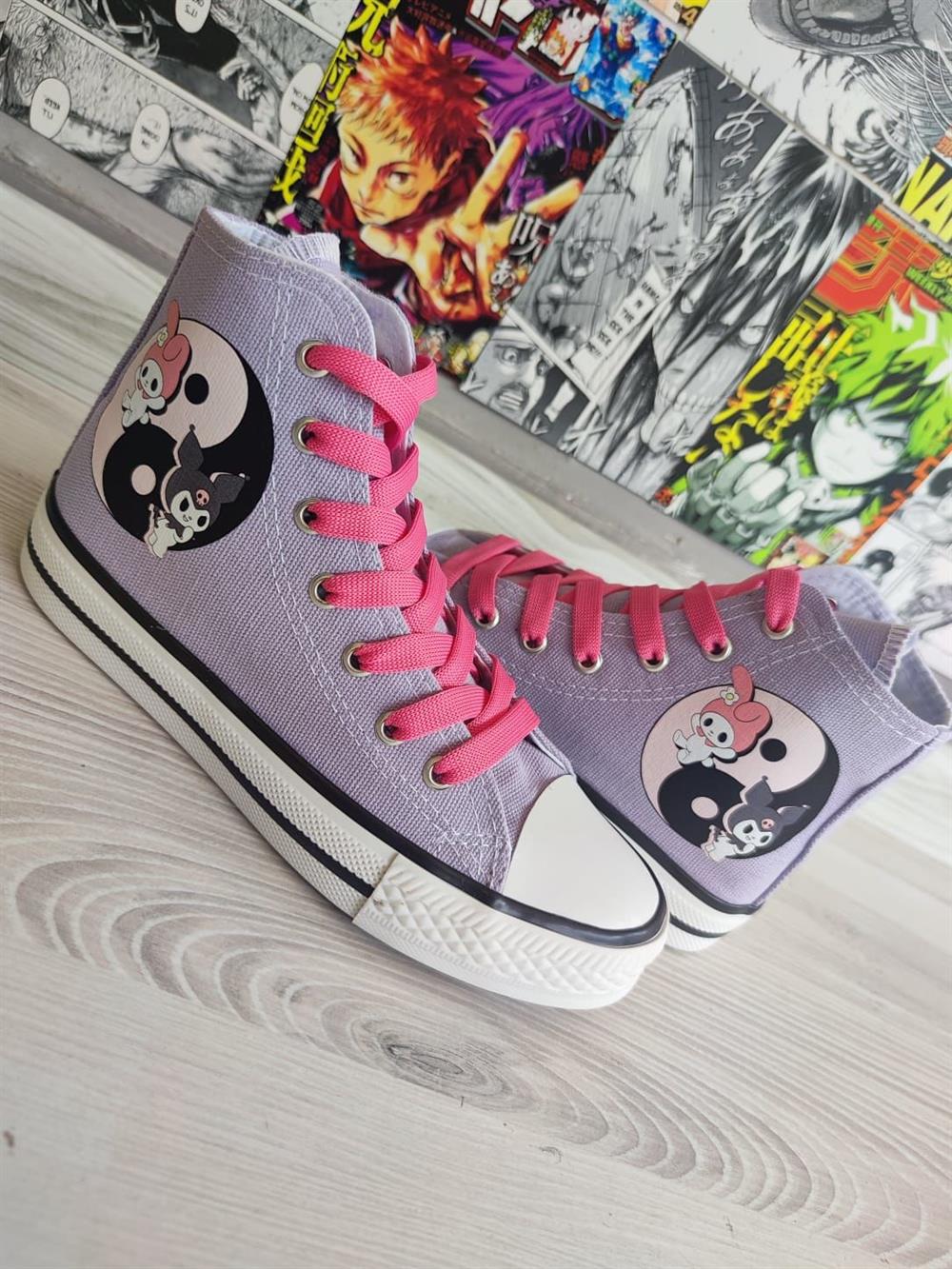 My Melody&Kuromi Baskılı Halka Desen Lila  Spor Ayakkabı Sneaker