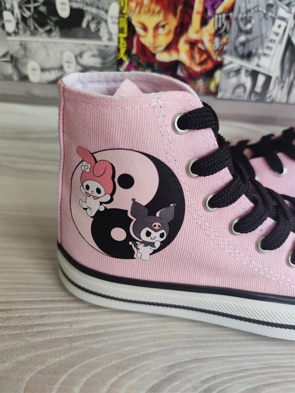 My Melody&Kuromi Baskılı Halka Desen Pembe Spor Ayakkabı Sneaker