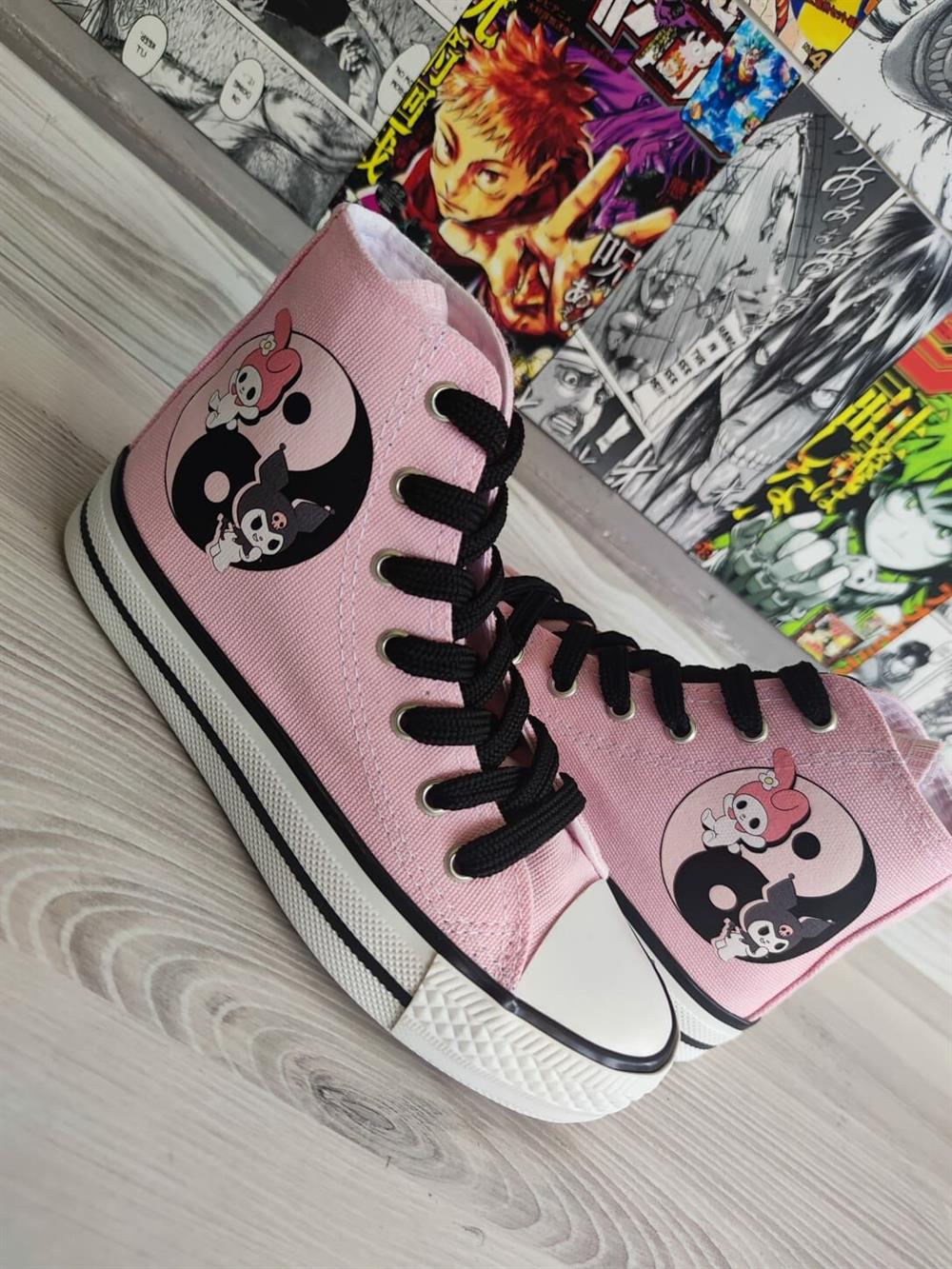 My Melody&Kuromi Baskılı Halka Desen Pembe Spor Ayakkabı Sneaker