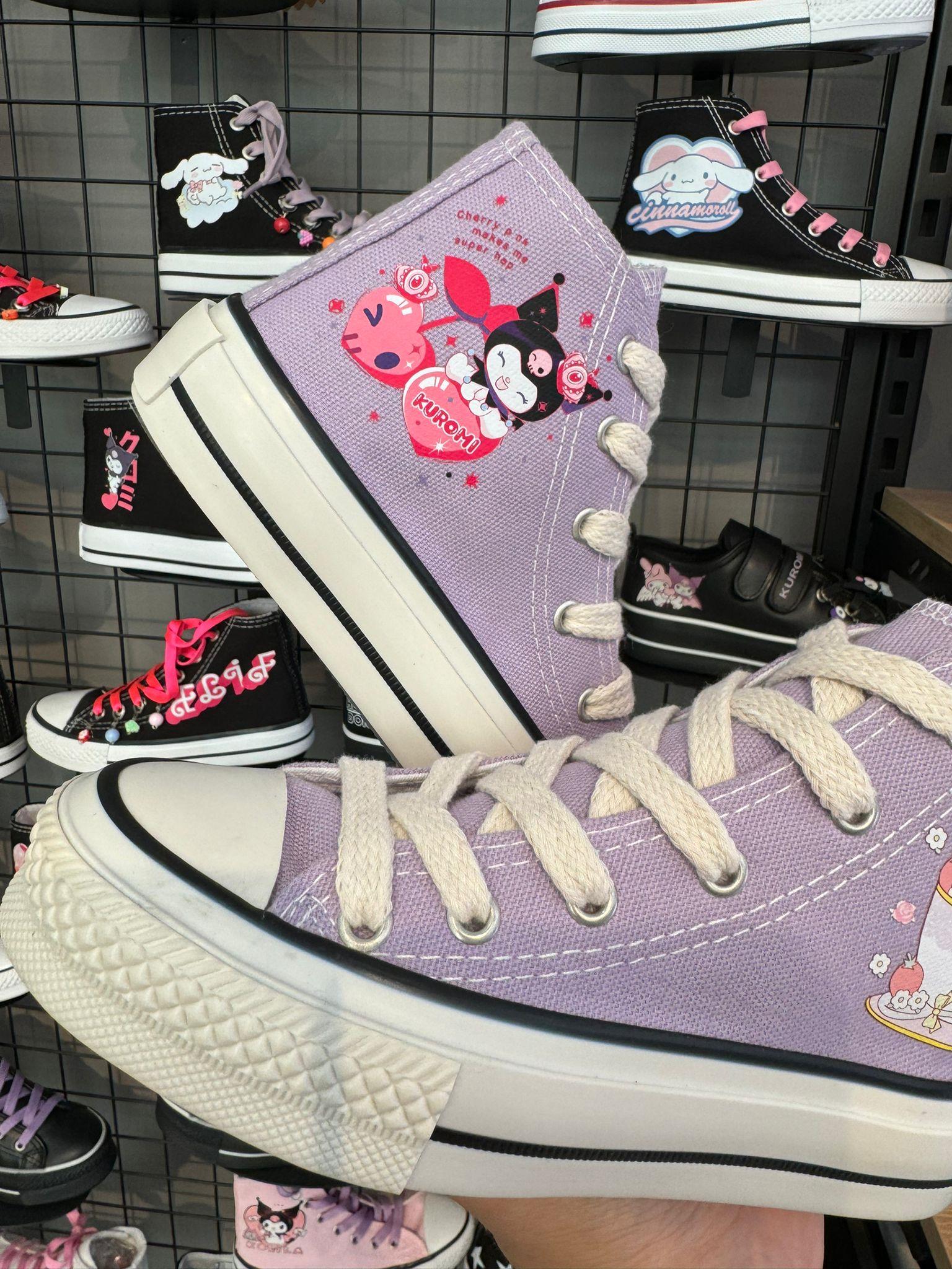 Mymelody Fincan Baskılı Lila Renk Bilekli Spor Ayakkabı Sneaker