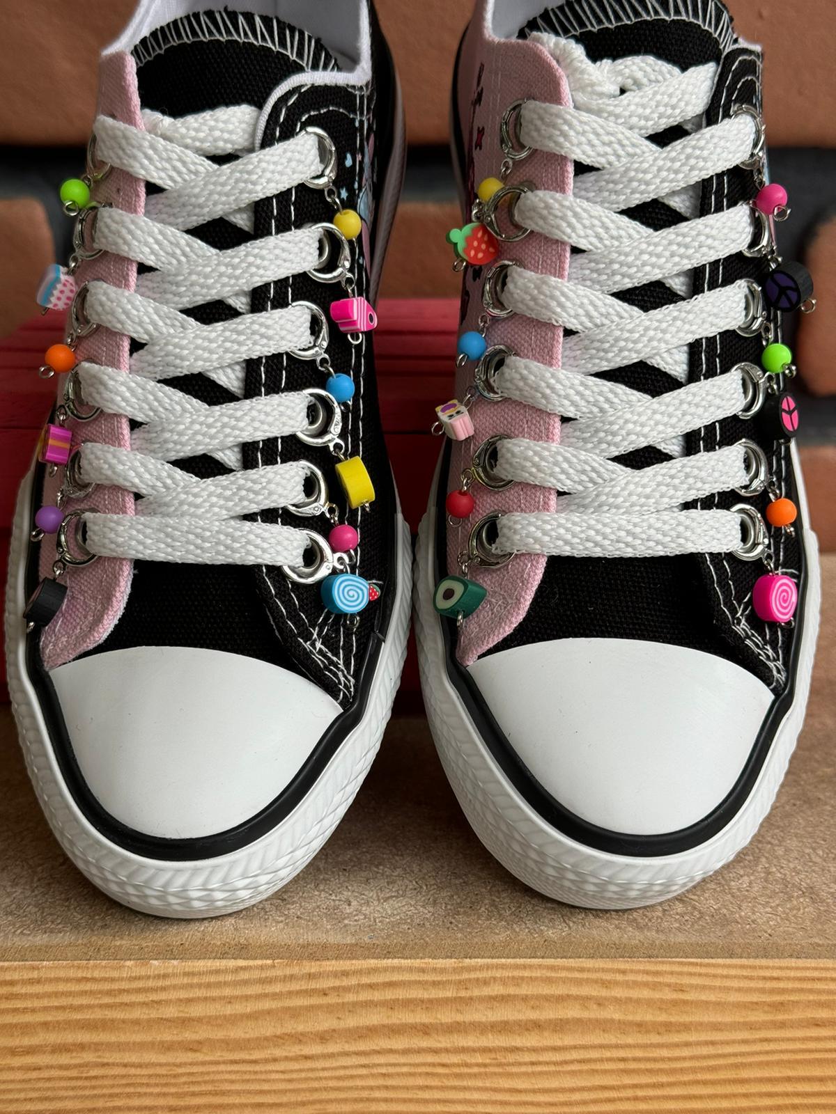 Mymelody&kuromi Baskılı Bonccuklu Siyah/Pembe Sneaker