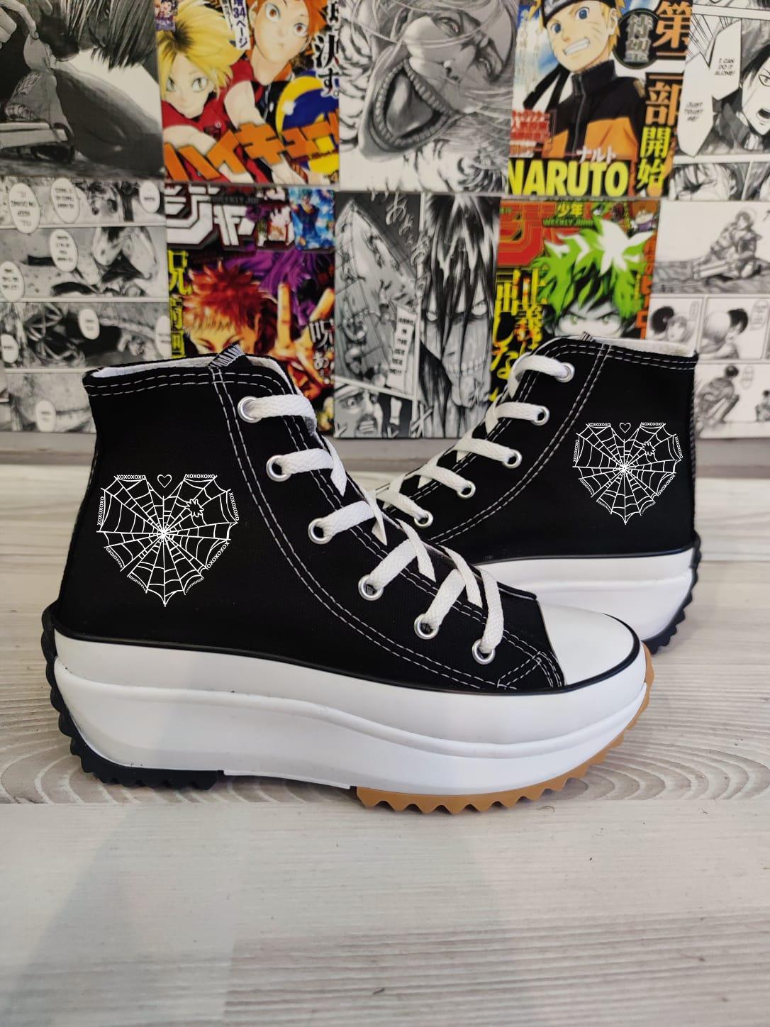 Örümcek Ağ Baskılı Kalın Tırtıklı Taban Spor Ayakkabı Sneaker