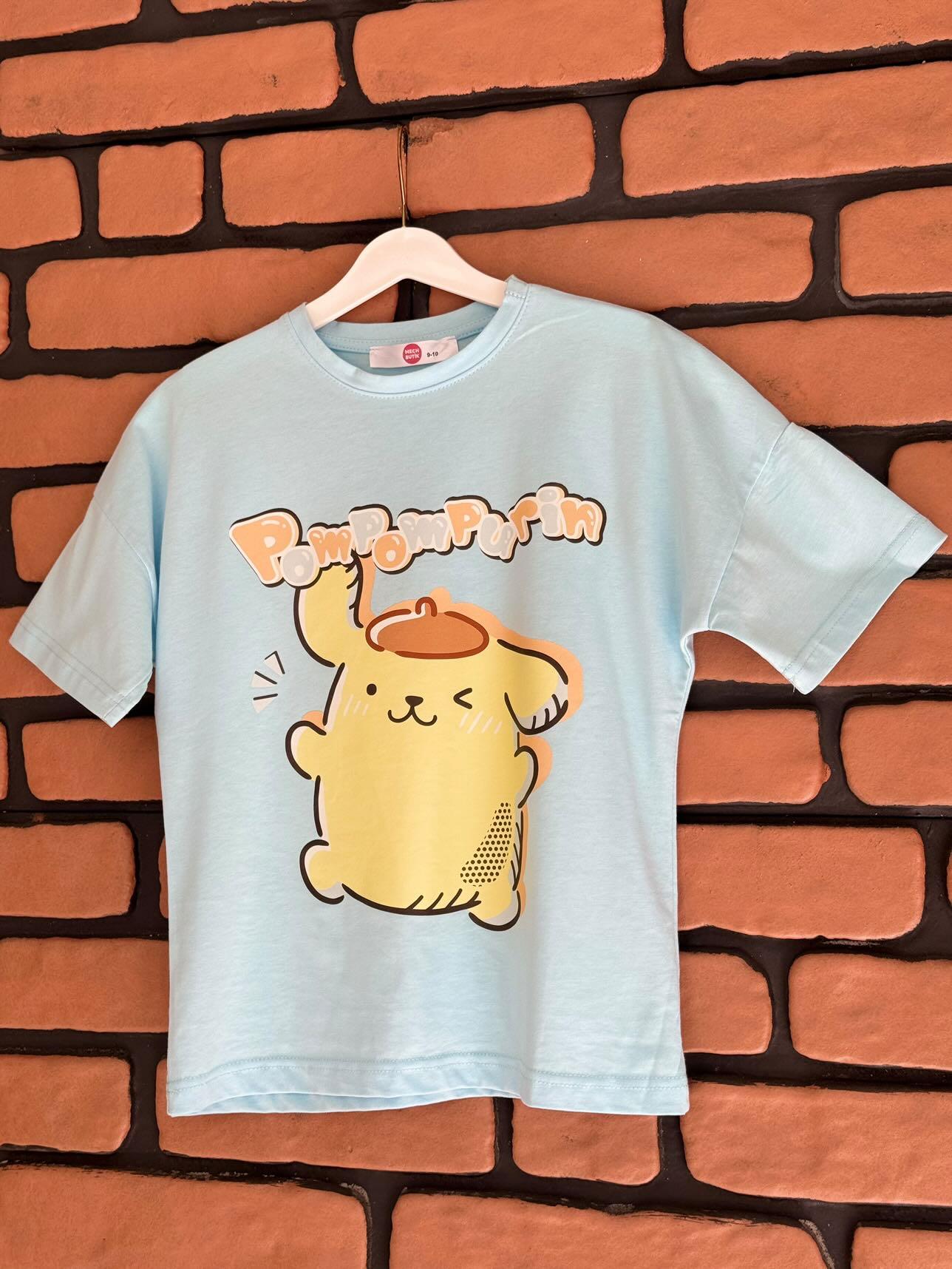 Pompompurin Baskılı Bebek Mavisi Tshirt Tişört