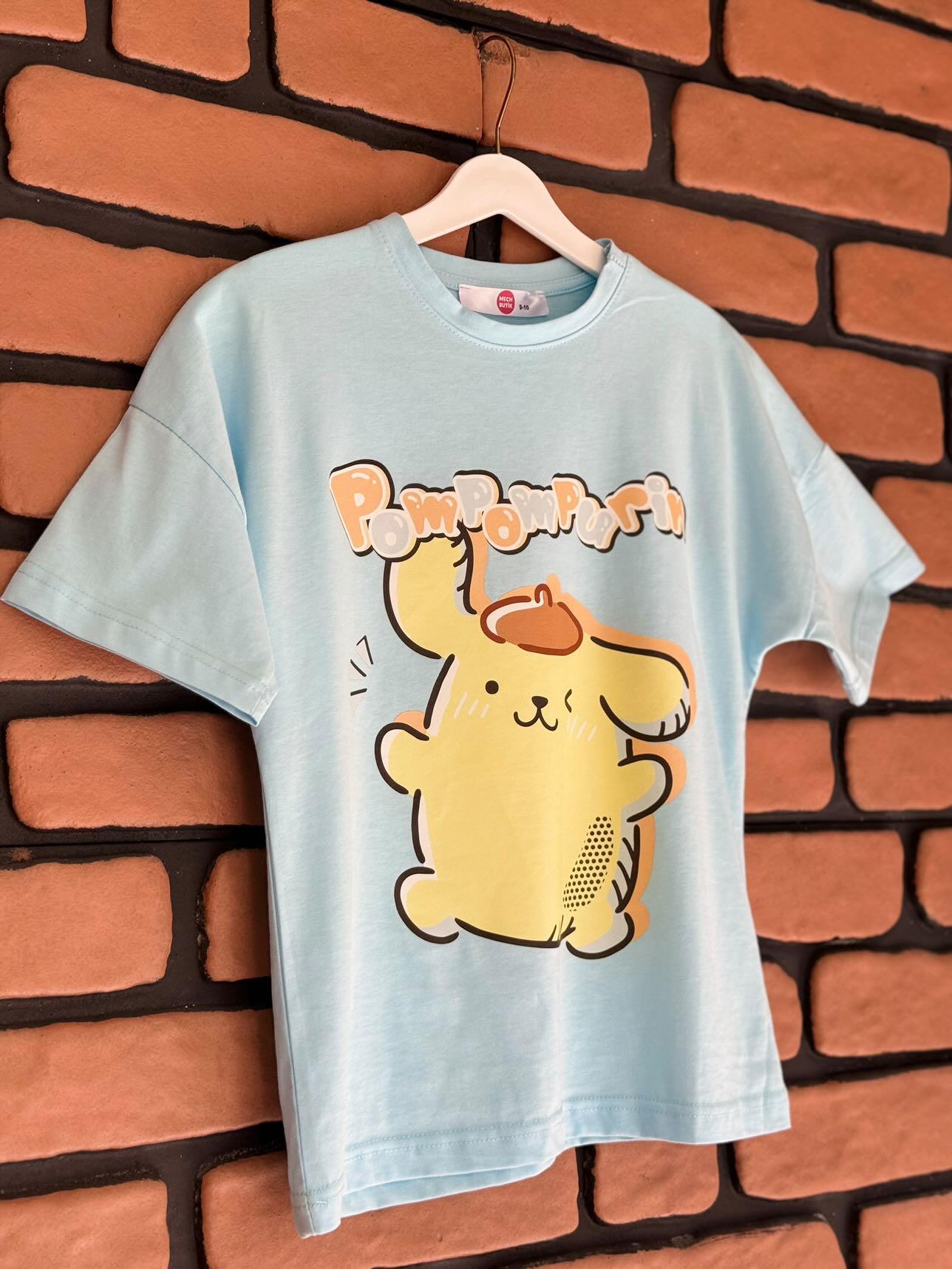 Pompompurin Baskılı Bebek Mavisi Tshirt Tişört