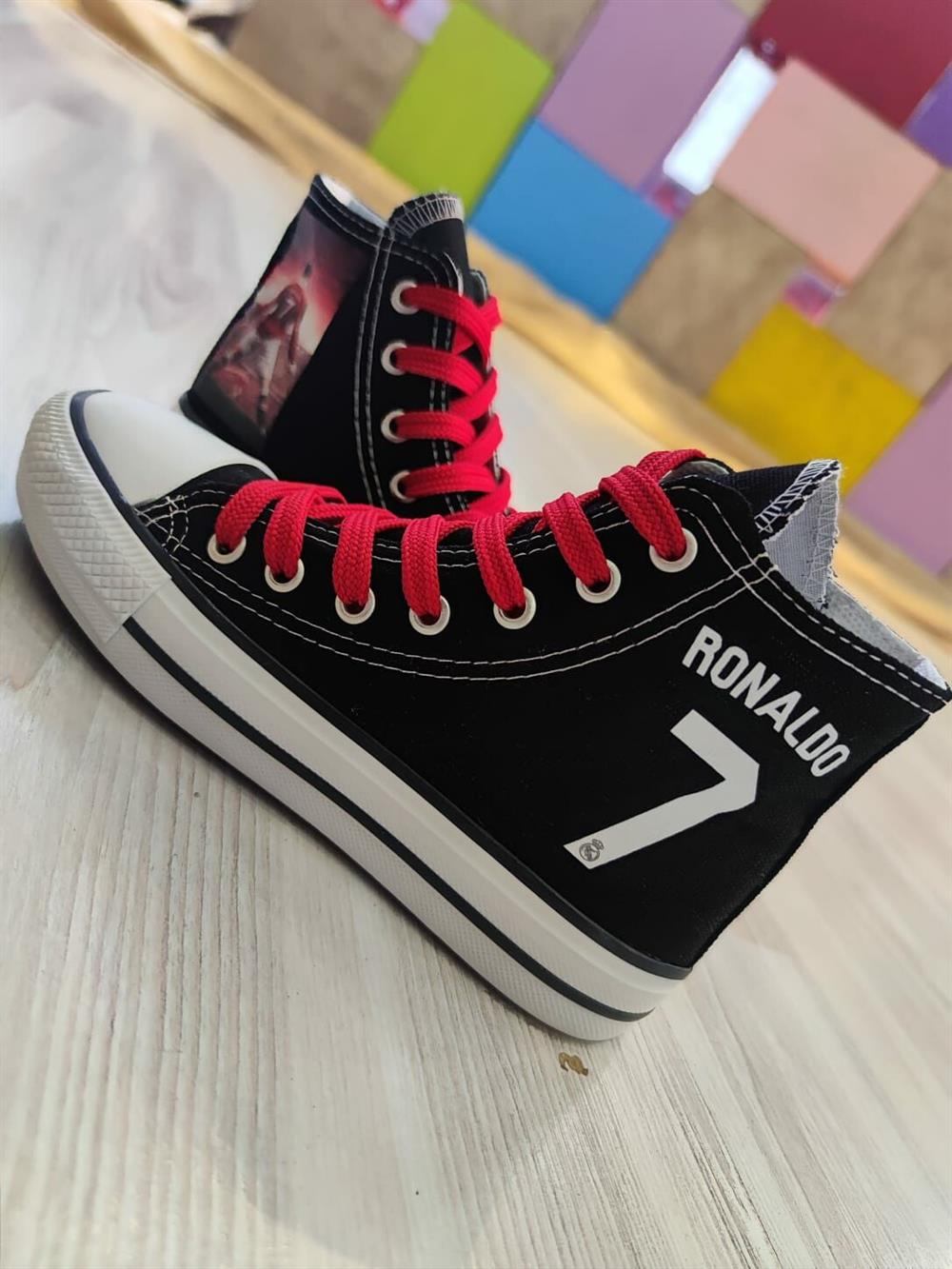 Ronaldo Baskılı Siyah Bilekli Sneaker