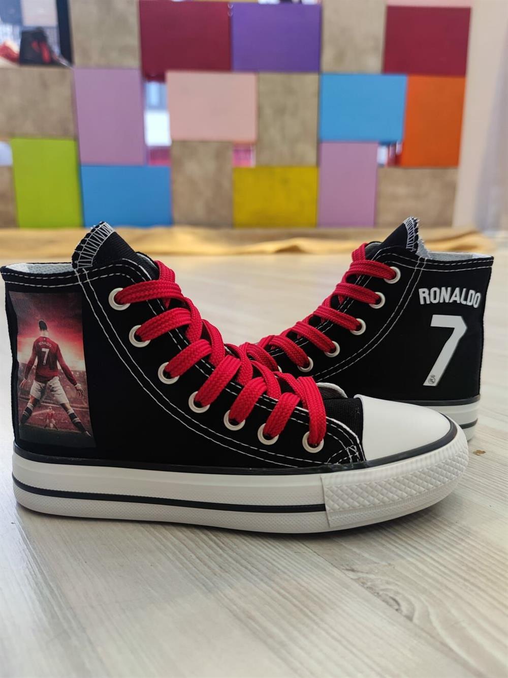 Ronaldo Baskılı Siyah Bilekli Sneaker