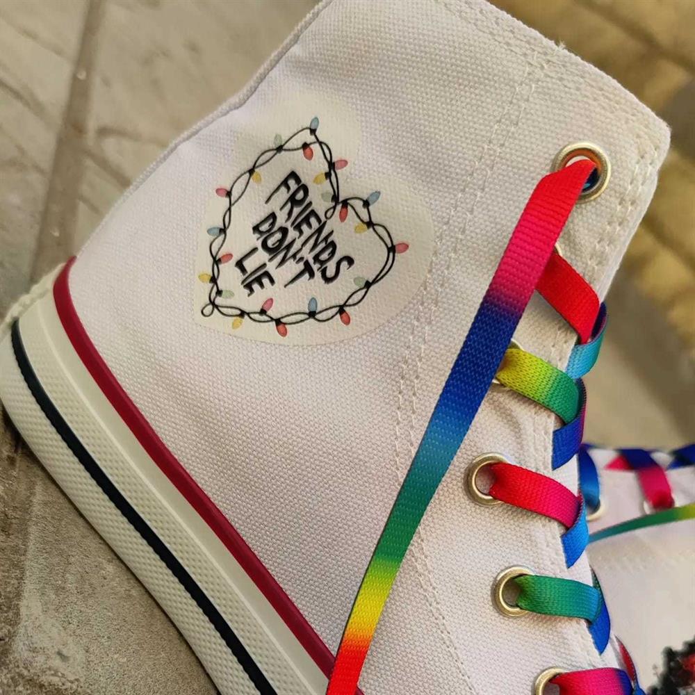 Stranger Things Eleven Karakterli Unisex Günlük Beyaz Bağcıklı Spor Ayakkabı Keten Converse Modeli Snekaer
