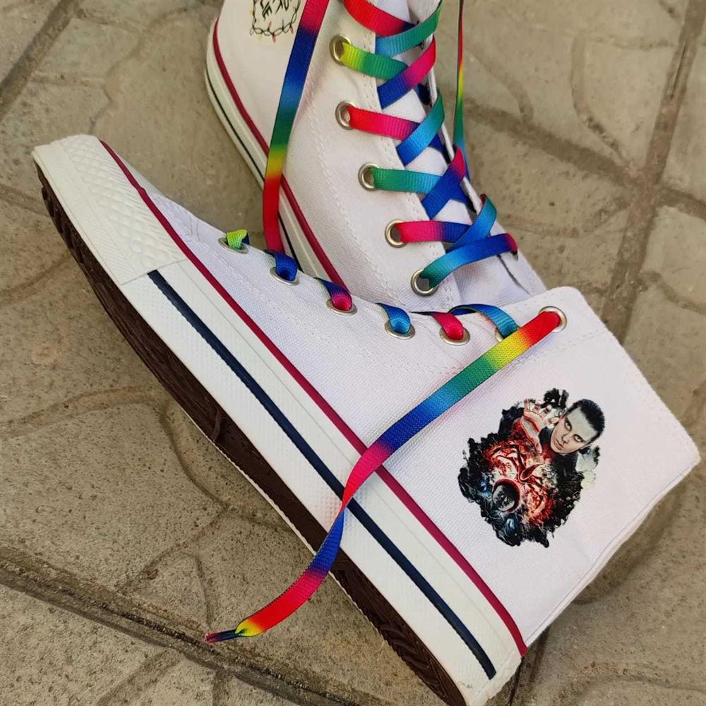 Stranger Things Eleven Karakterli Unisex Günlük Beyaz Bağcıklı Spor Ayakkabı Keten Converse Modeli Snekaer