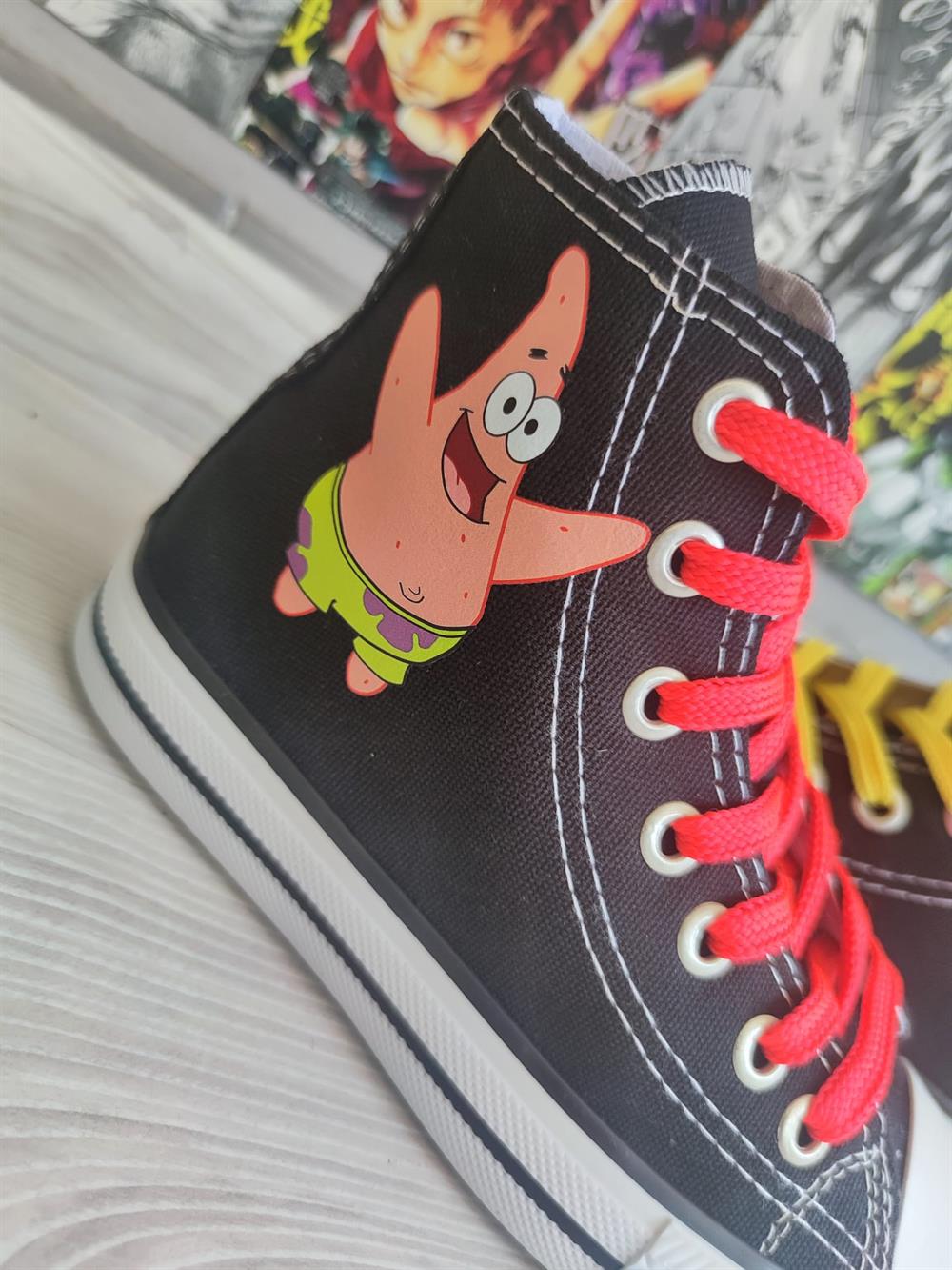 Sünger Bob Ve Patrick Baskılı Siyah Bilekli Spor Ayakkabı  (yeni model)