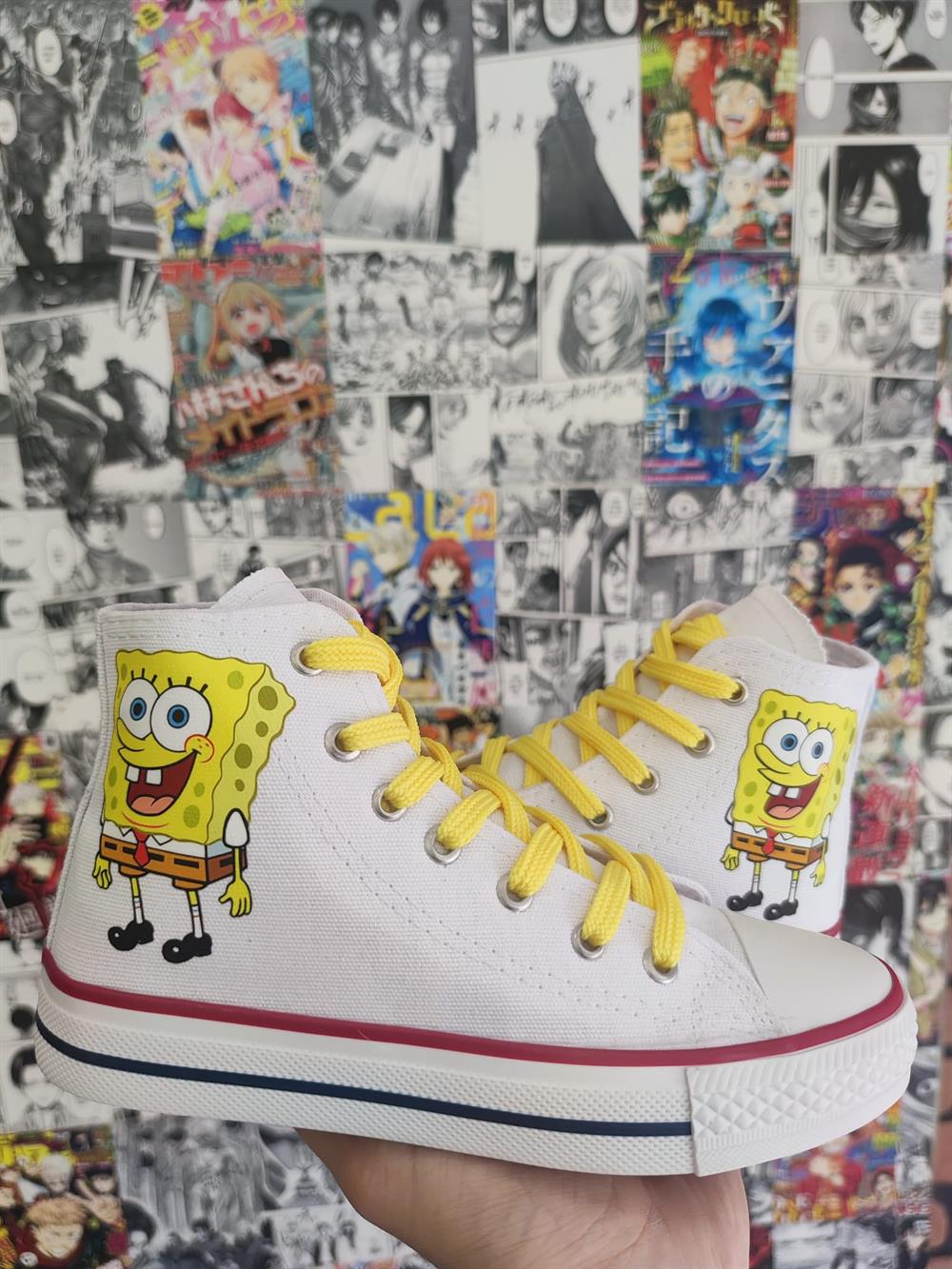 SüngerBob Baskılı Beyaz Bilekli Spor Ayakkabı Sneaker 