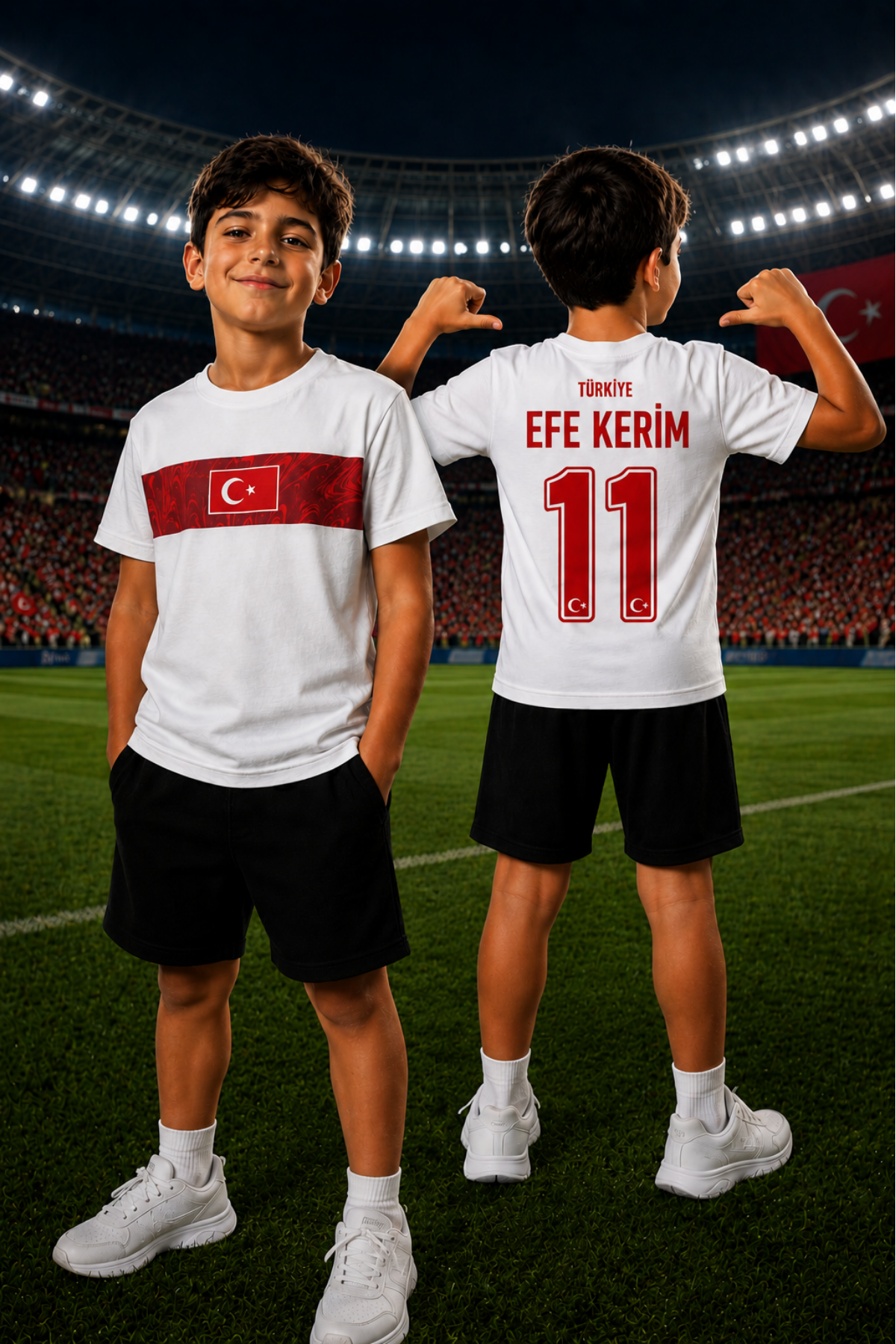 Türkiye Milli Takım Yeni Baskılı Beyaz Unisex Tişört(sırta özel isim ve numara yazılabilir)