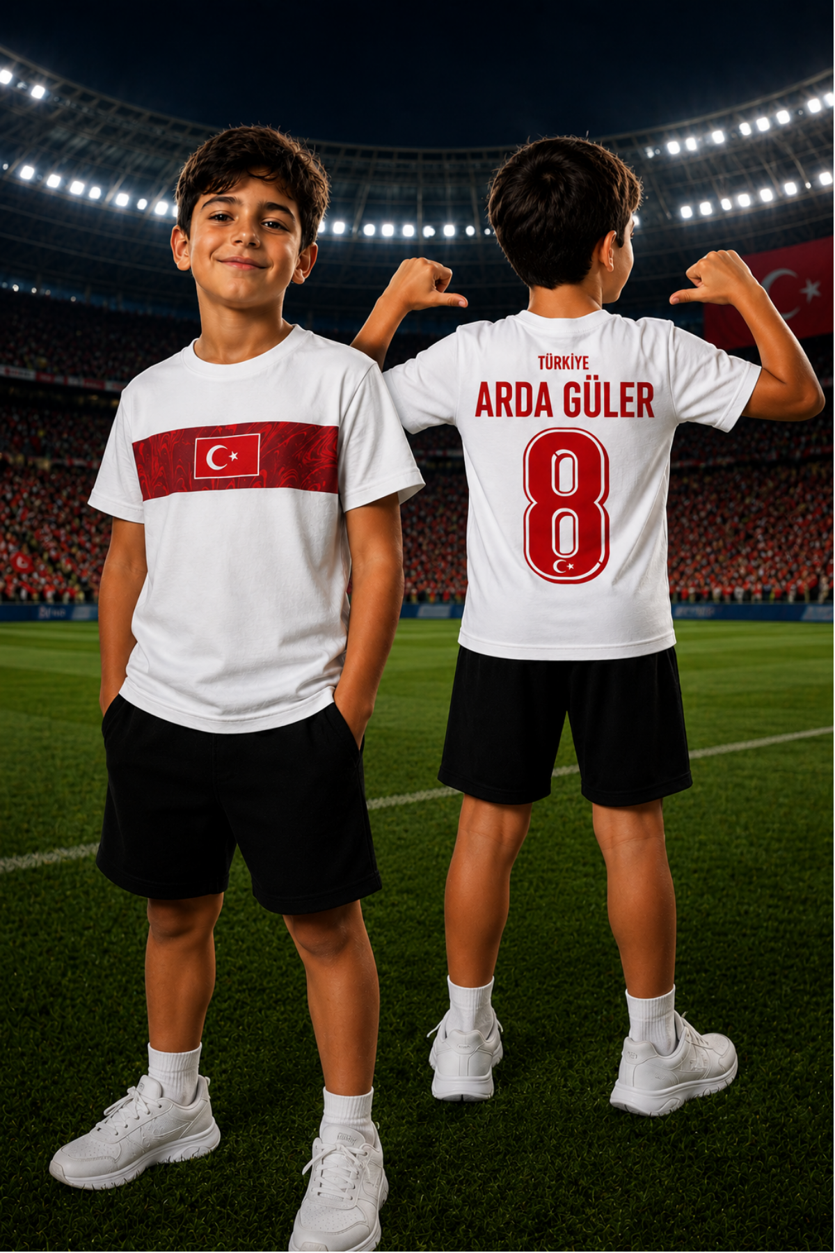 Türkiye Milli Takım Yeni Baskılı Beyaz Unisex Tişört(sırta özel isim ve numara yazılabilir)