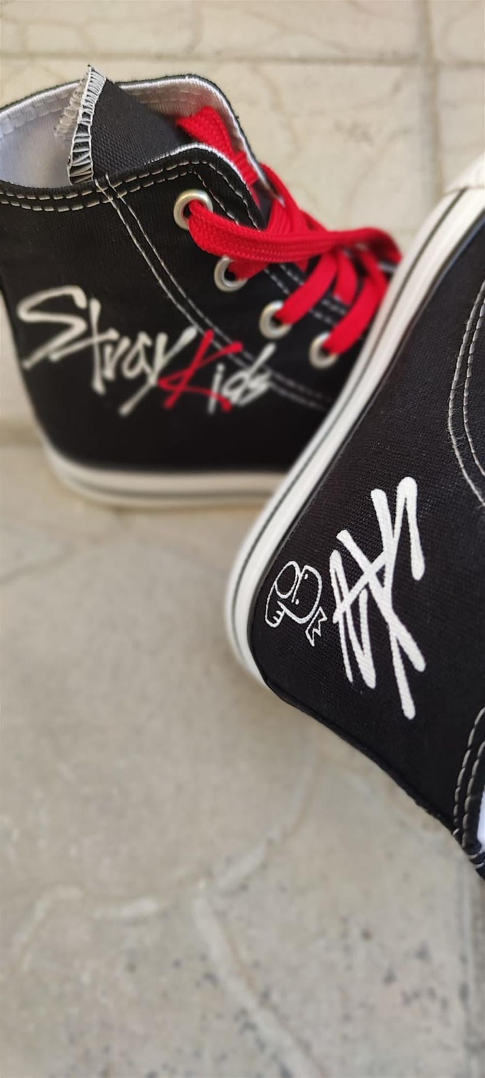 Unisex Günlük Kadın-Erkek Siyah Bilekli StrayKids Sneaker Keten Spor Ayakkabı
