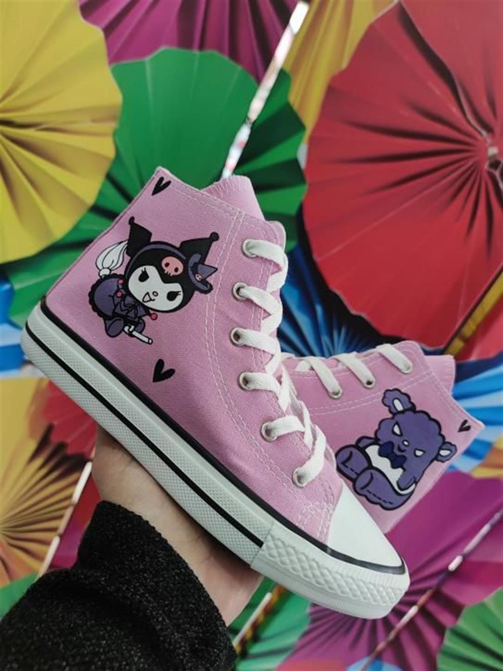 Yanda&Kuromi Baskılı Pembe Bilekli Spor Ayakkabı Sneaker