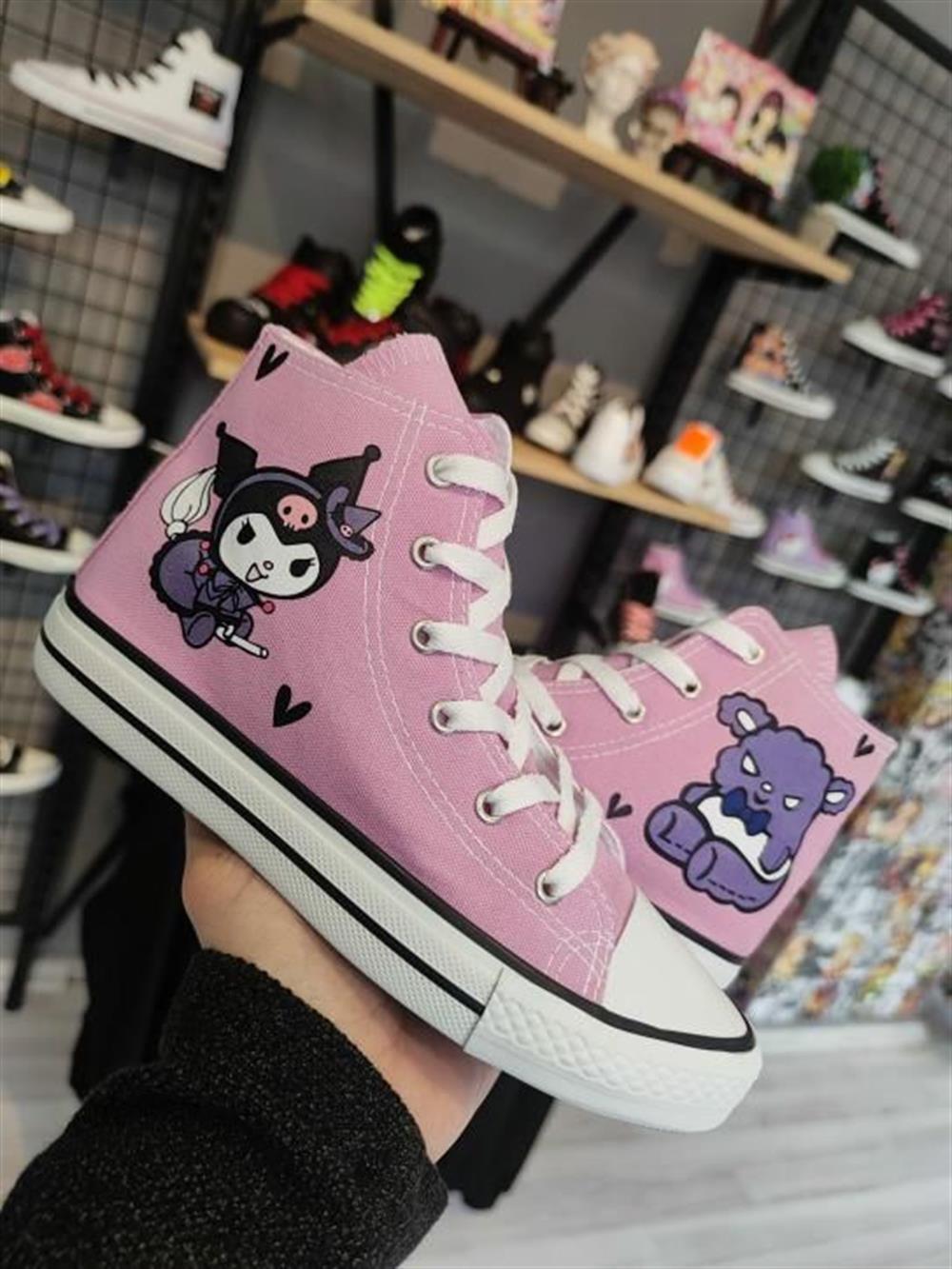 Yanda&Kuromi Baskılı Pembe Bilekli Spor Ayakkabı Sneaker