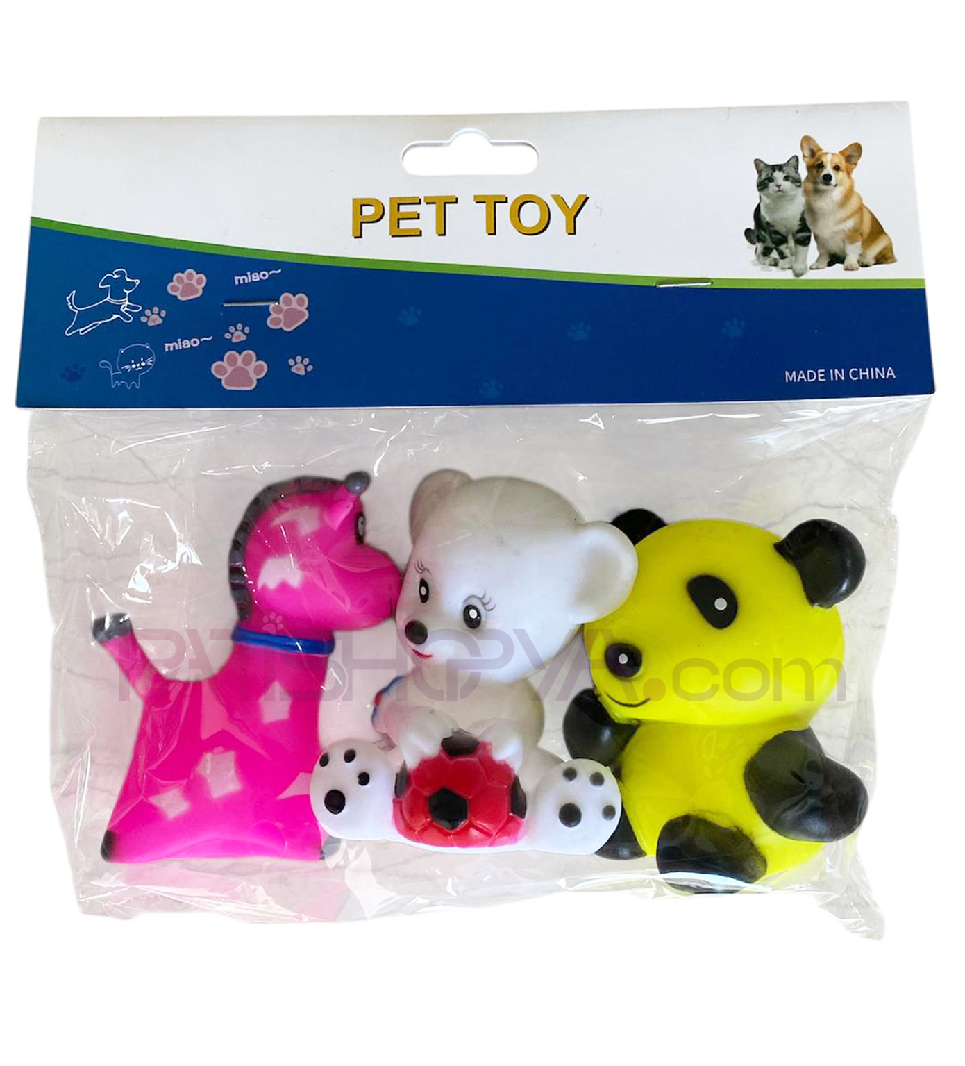 PATİSHOPYA3LÜ PAKET SESLİ OYUNCAK AT-AYICIKPANDA (Oyuncak Boy 9 CM)