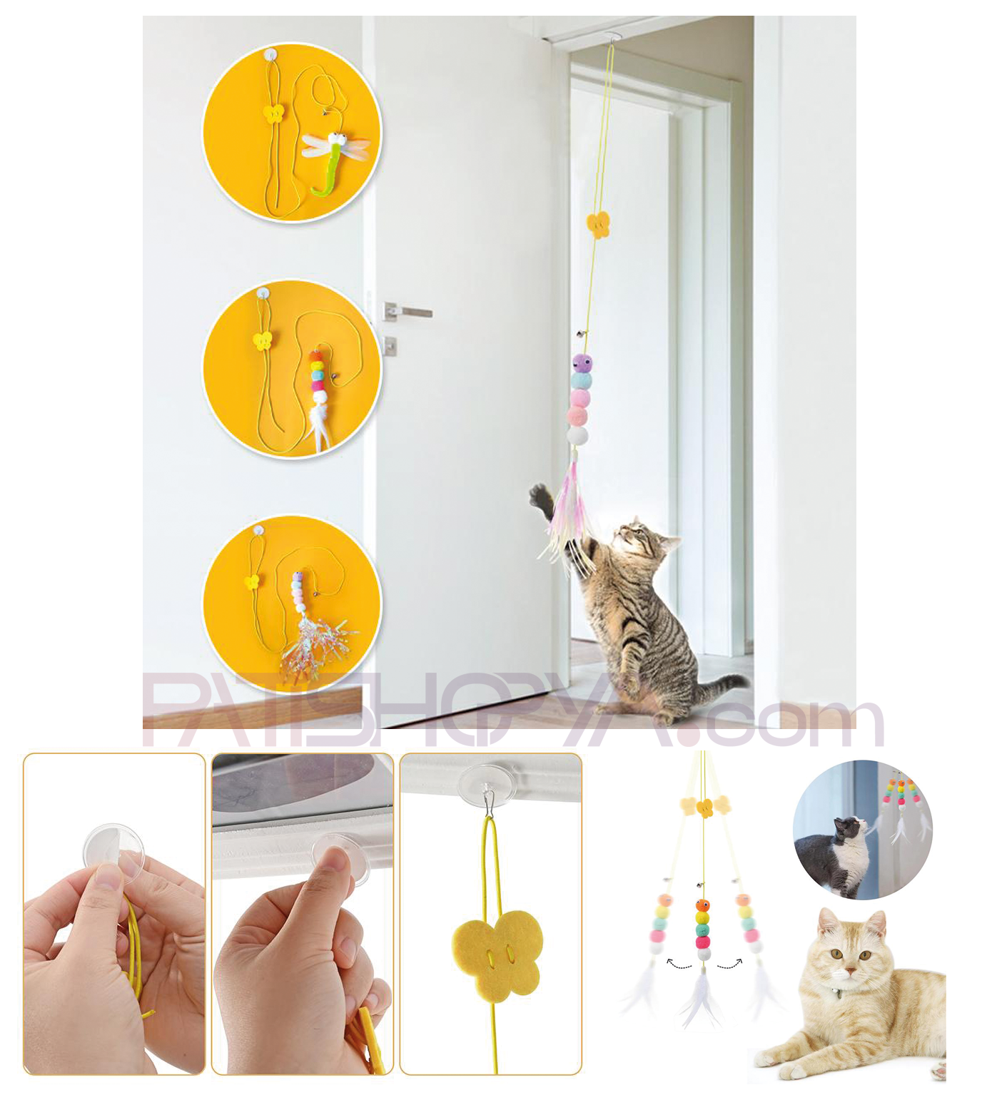 PATİSHOPYAELASTİK KENDİNDEN YAPIŞKANLI KEDİ OYUN OLTASI