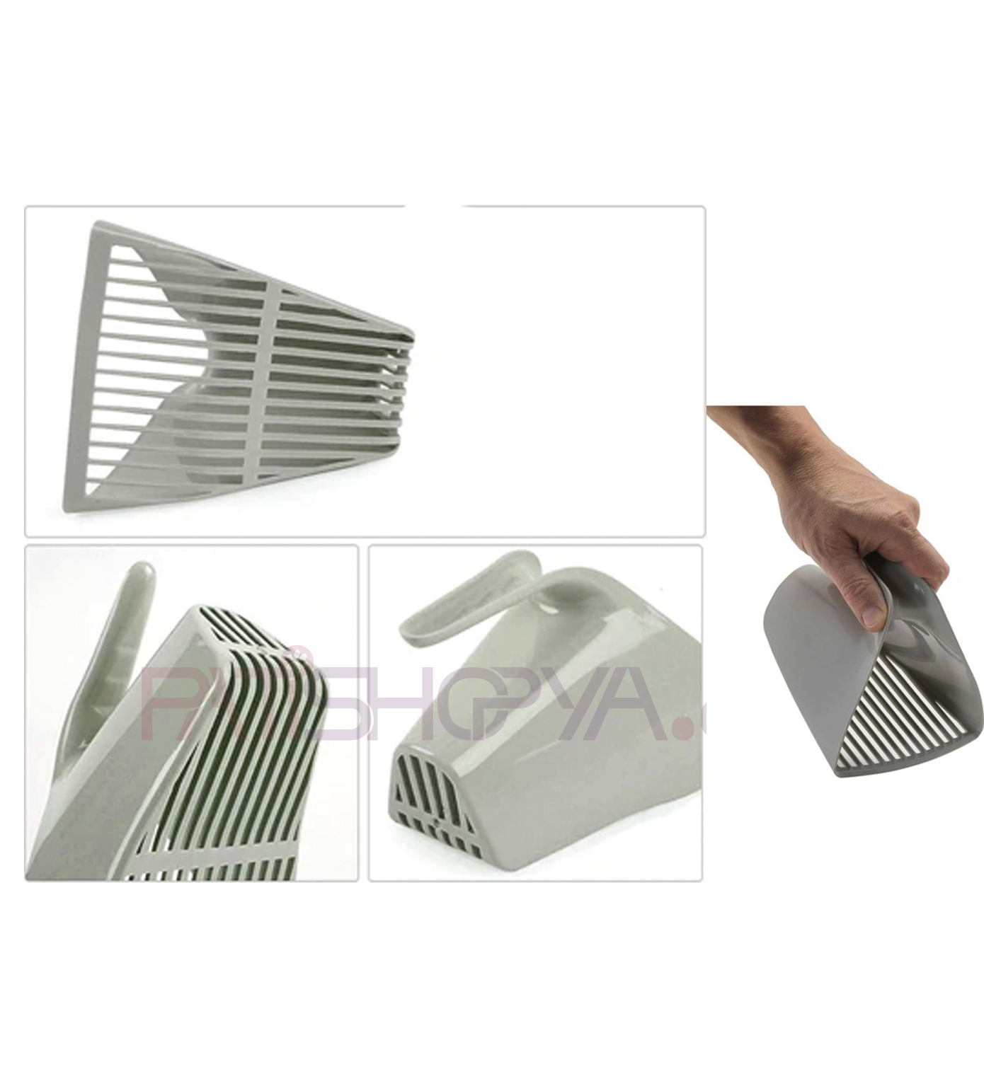 PATİSHOPYAElekli Plastik Dışkı Küreği (GRİ RENK)