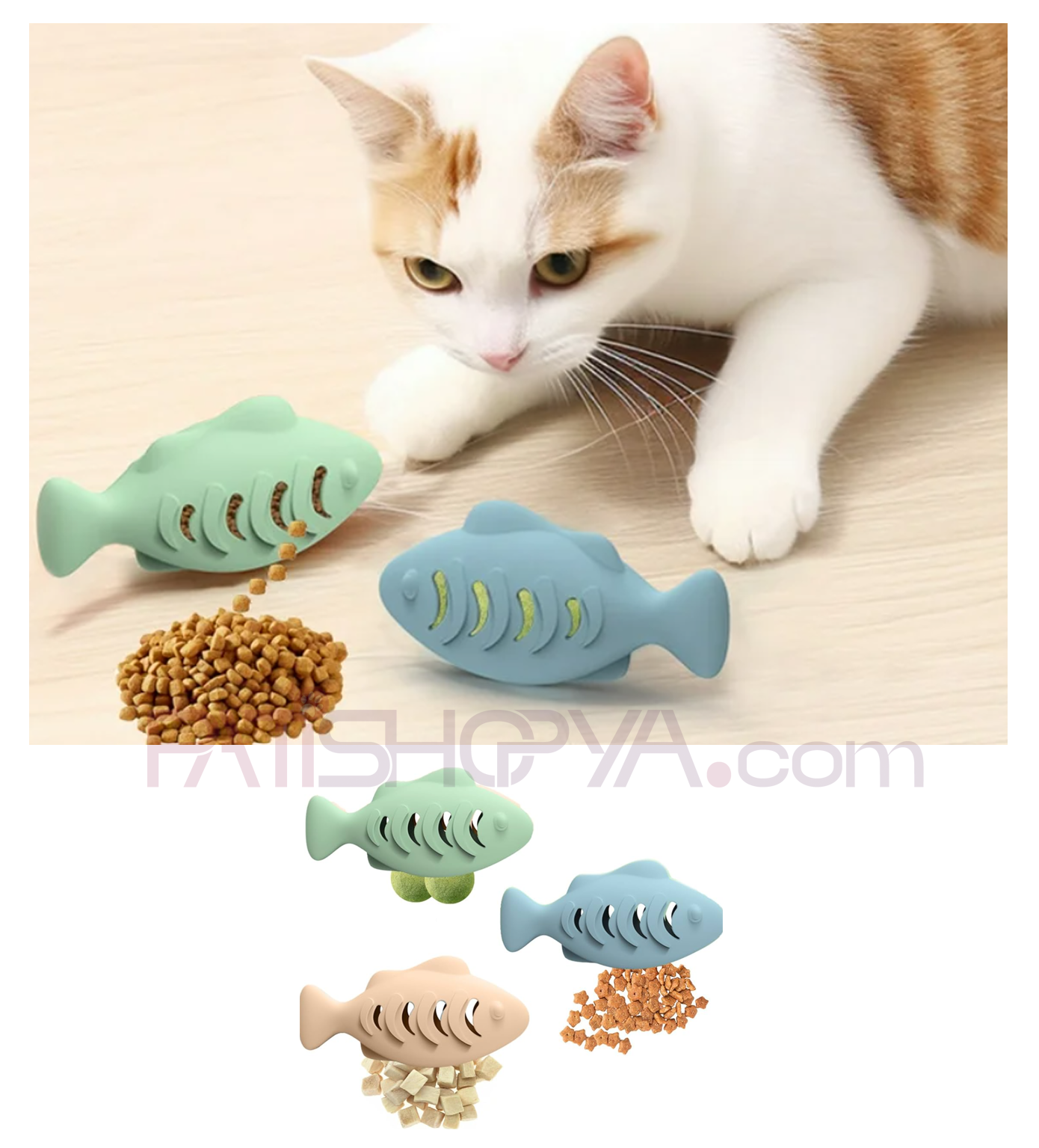 PATİSHOPYAEvcil Hayvan Slikon Balık Modelli Mama Atıcı Oyuncak