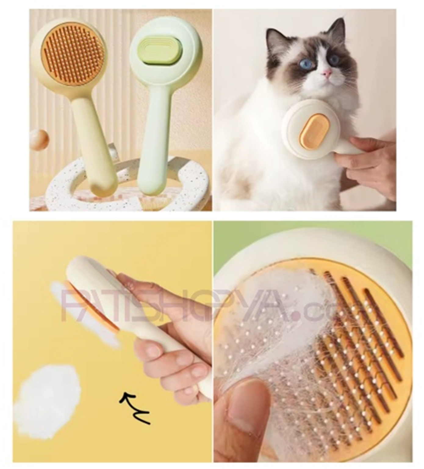 PATİSHOPYAEvcil Hayvan Yuvarlak Basmalı Tarak (Metal Uçlu)