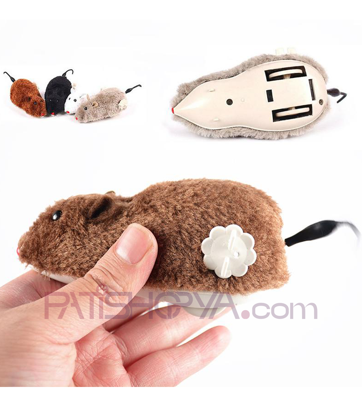 PATİSHOPYAKurmalı Kedi Eğitim Oyuncağı Tüylü Fare