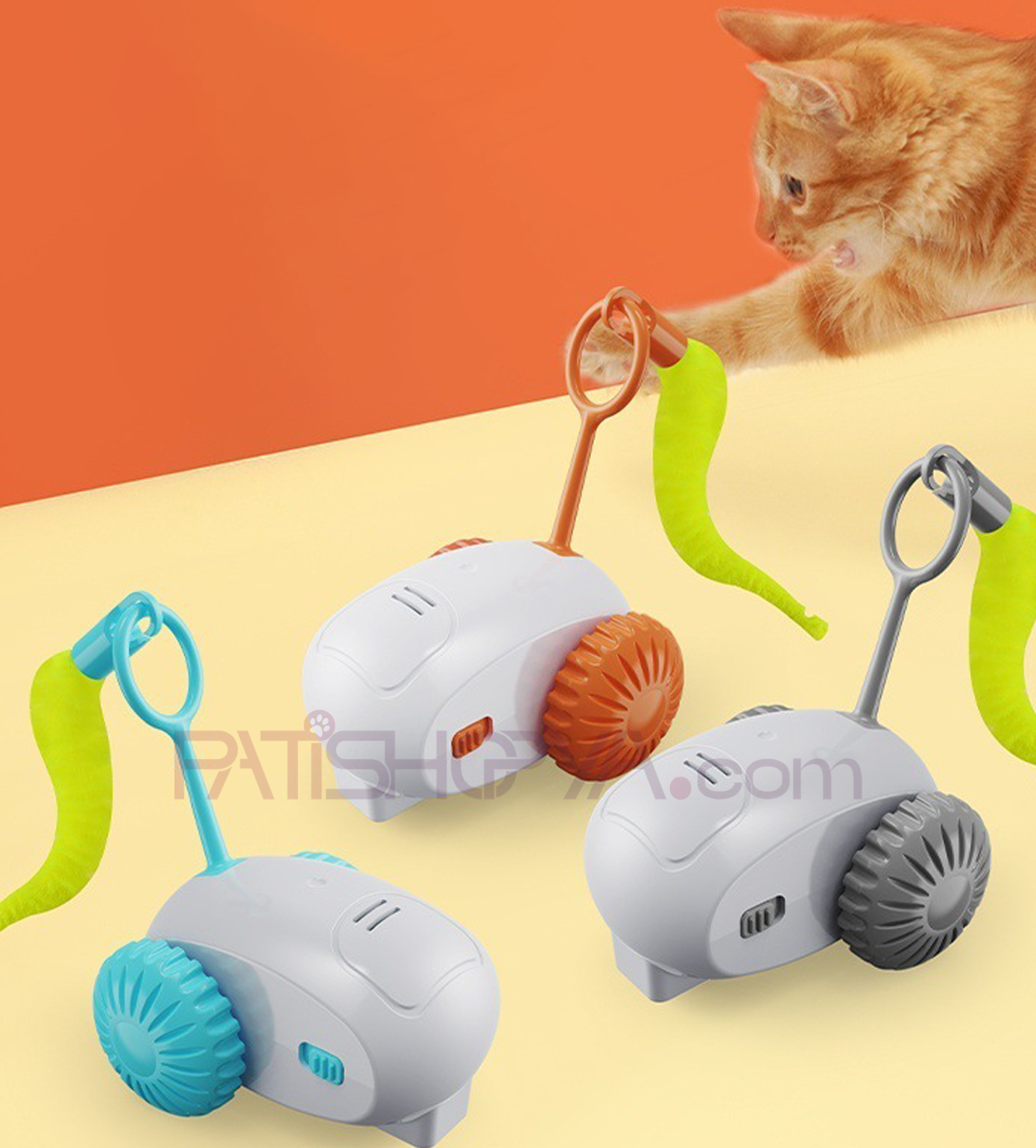 PATİSHOPYAŞarjlı Akıllı Otomatik Hareket Eden İnteraktif Araba Kedi Oyuncağı 8 CM