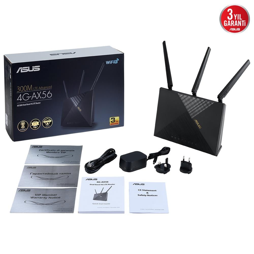 ASUS 4G-AX56 WIFI6-AİPROTECTİON-BULUT-4G SİM KART DESTEKLİ MODEM ROUTER