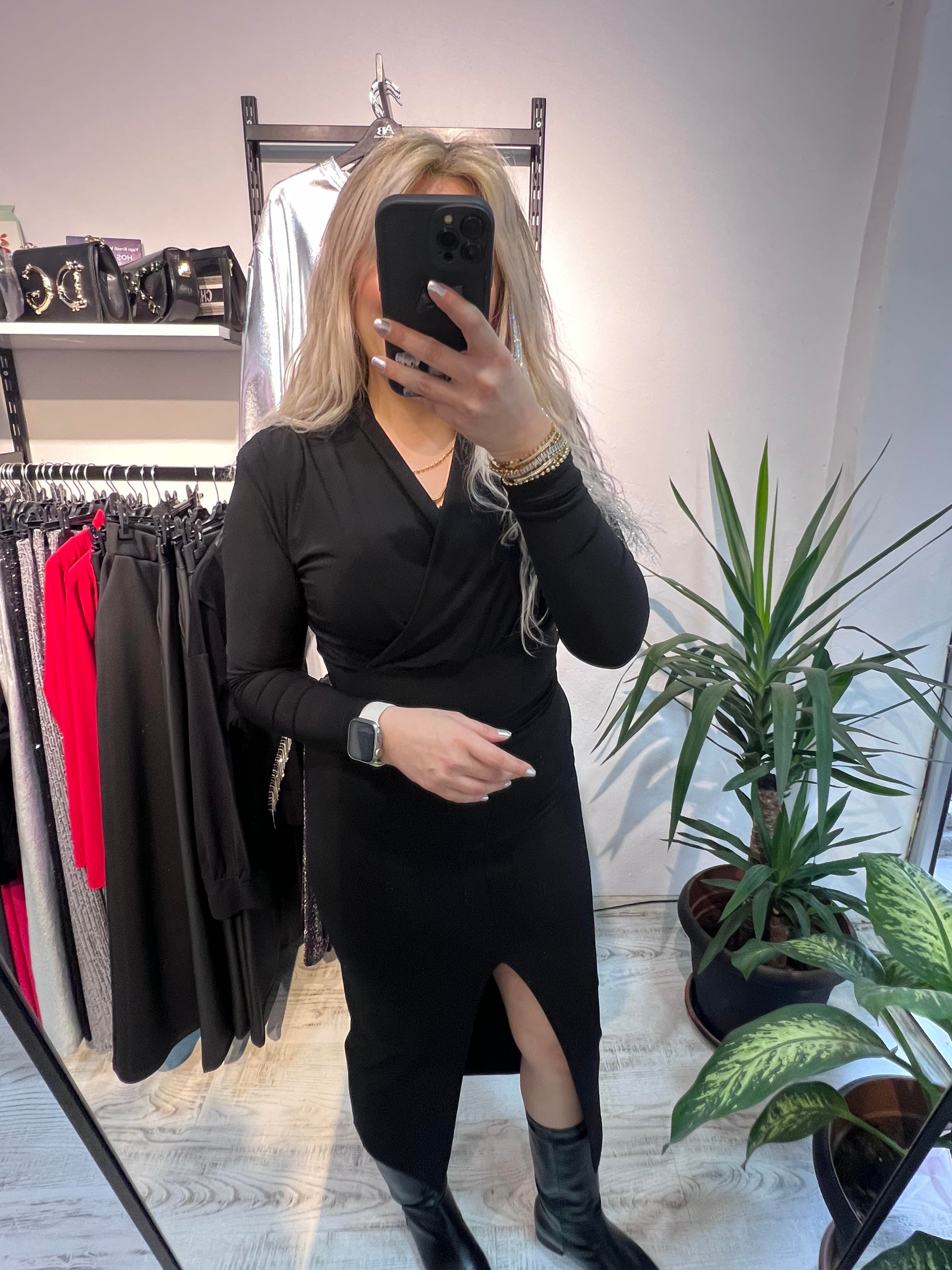  Vatkalı Likralı Bluz Siyah