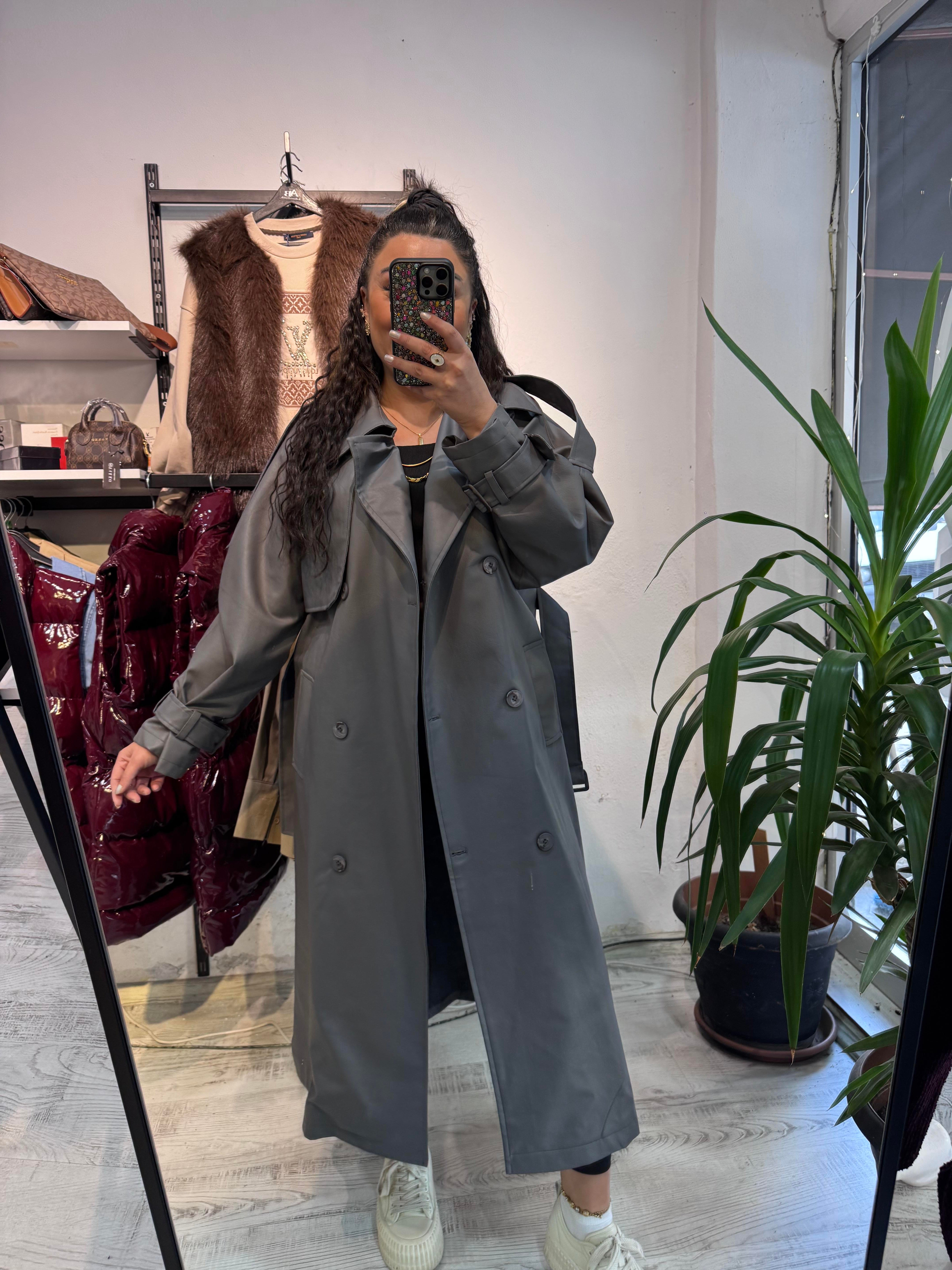 Antrasit Premium Seri Deri Trench