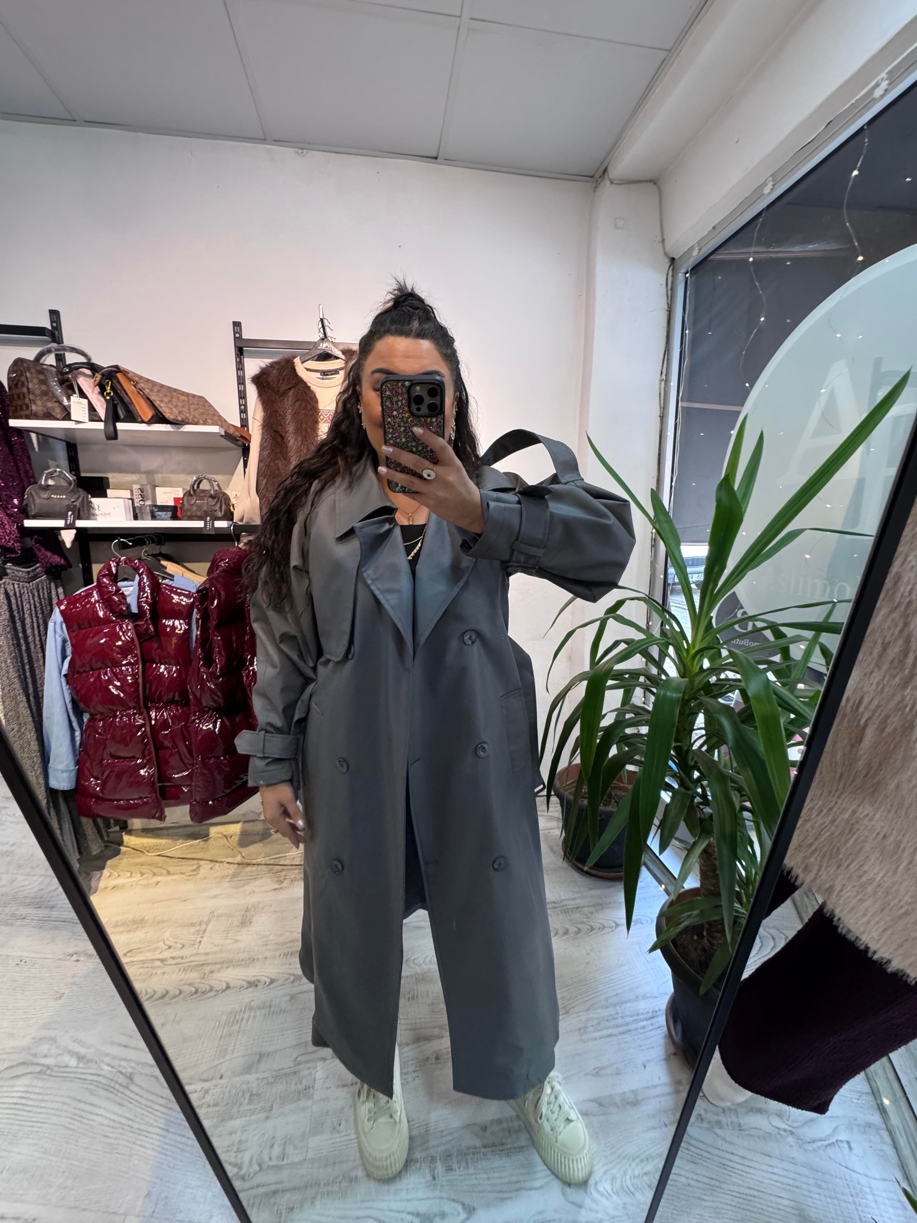 Antrasit Premium Seri Deri Trench