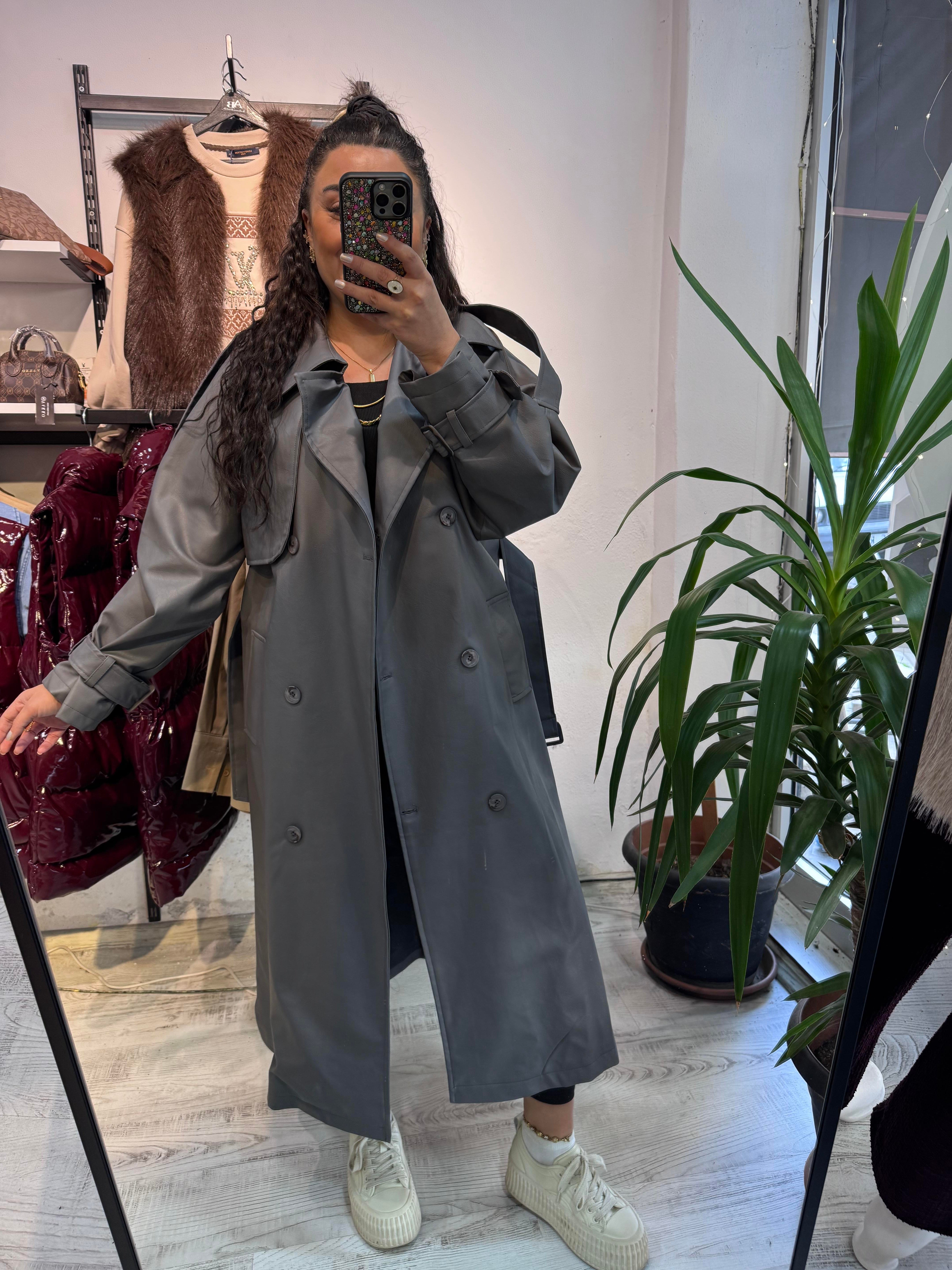 Antrasit Premium Seri Deri Trench