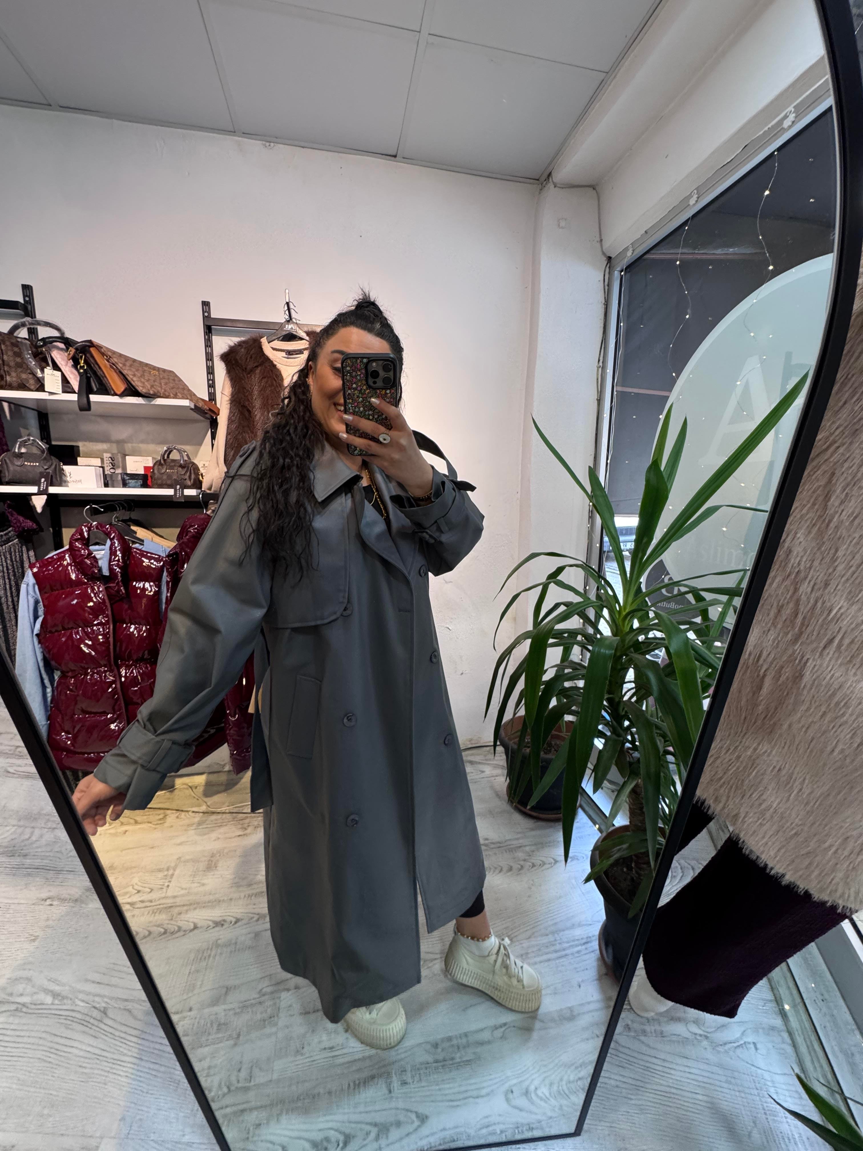 Antrasit Premium Seri Deri Trench