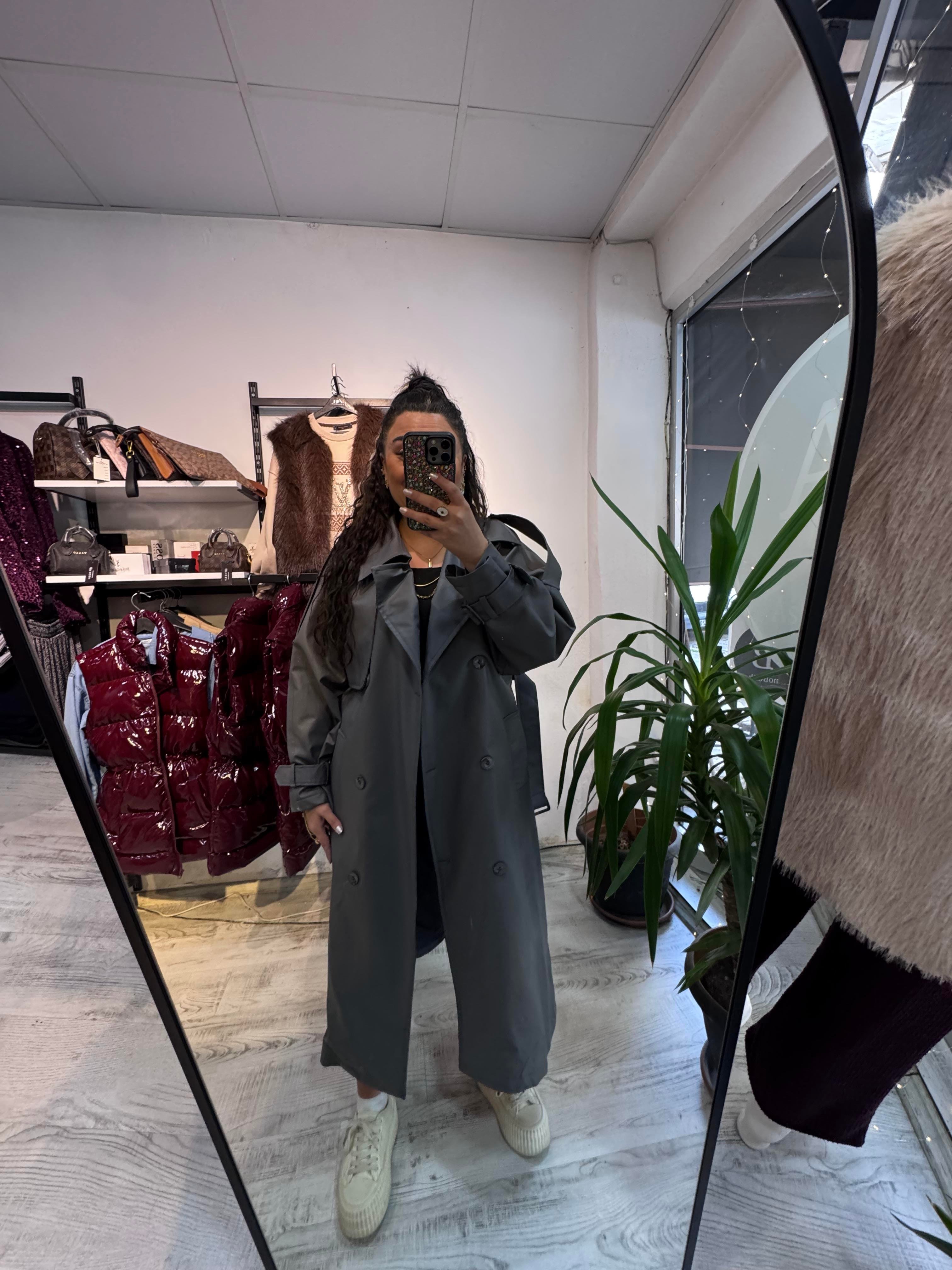 Antrasit Premium Seri Deri Trench