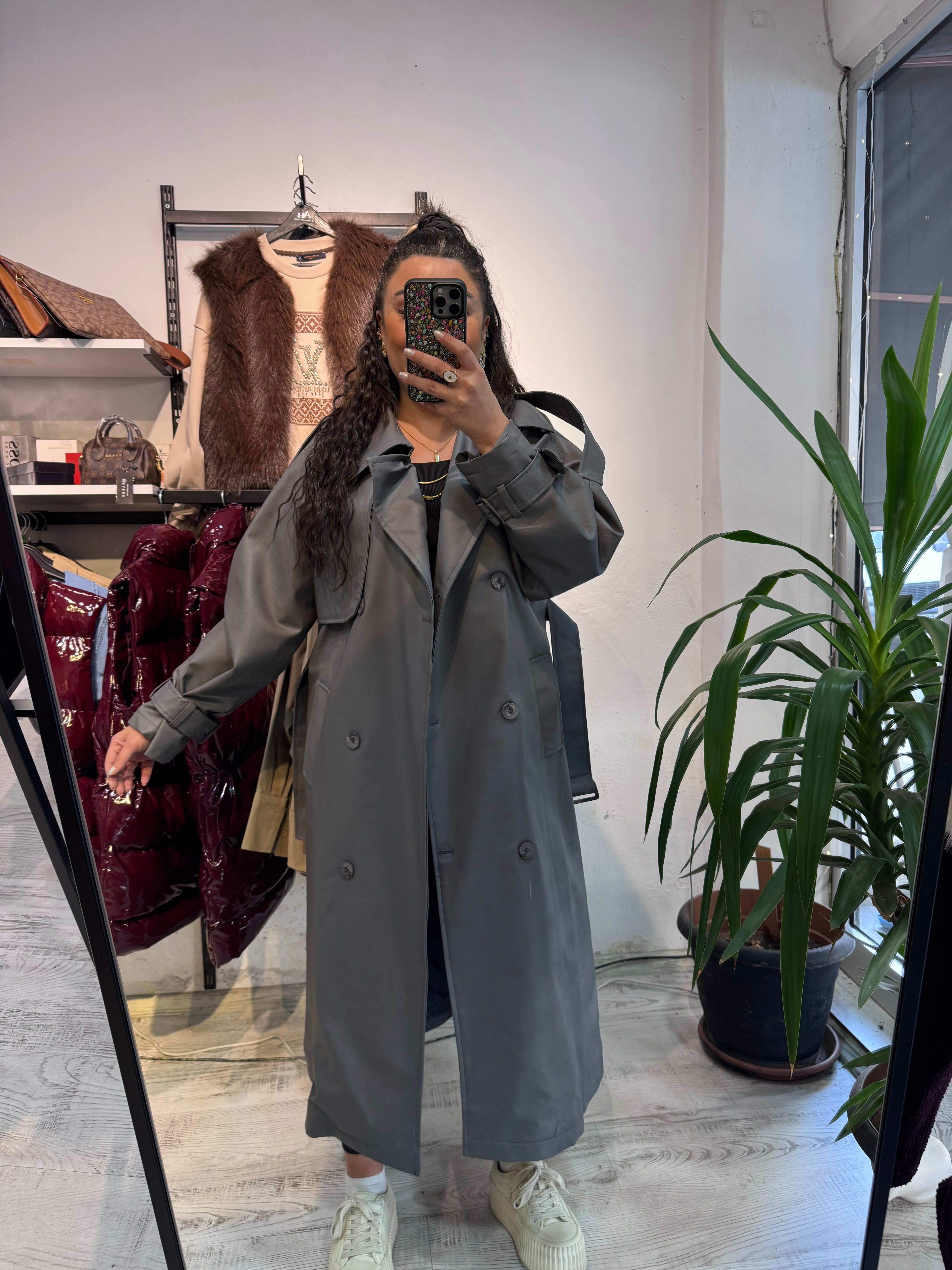 Antrasit Premium Seri Deri Trench