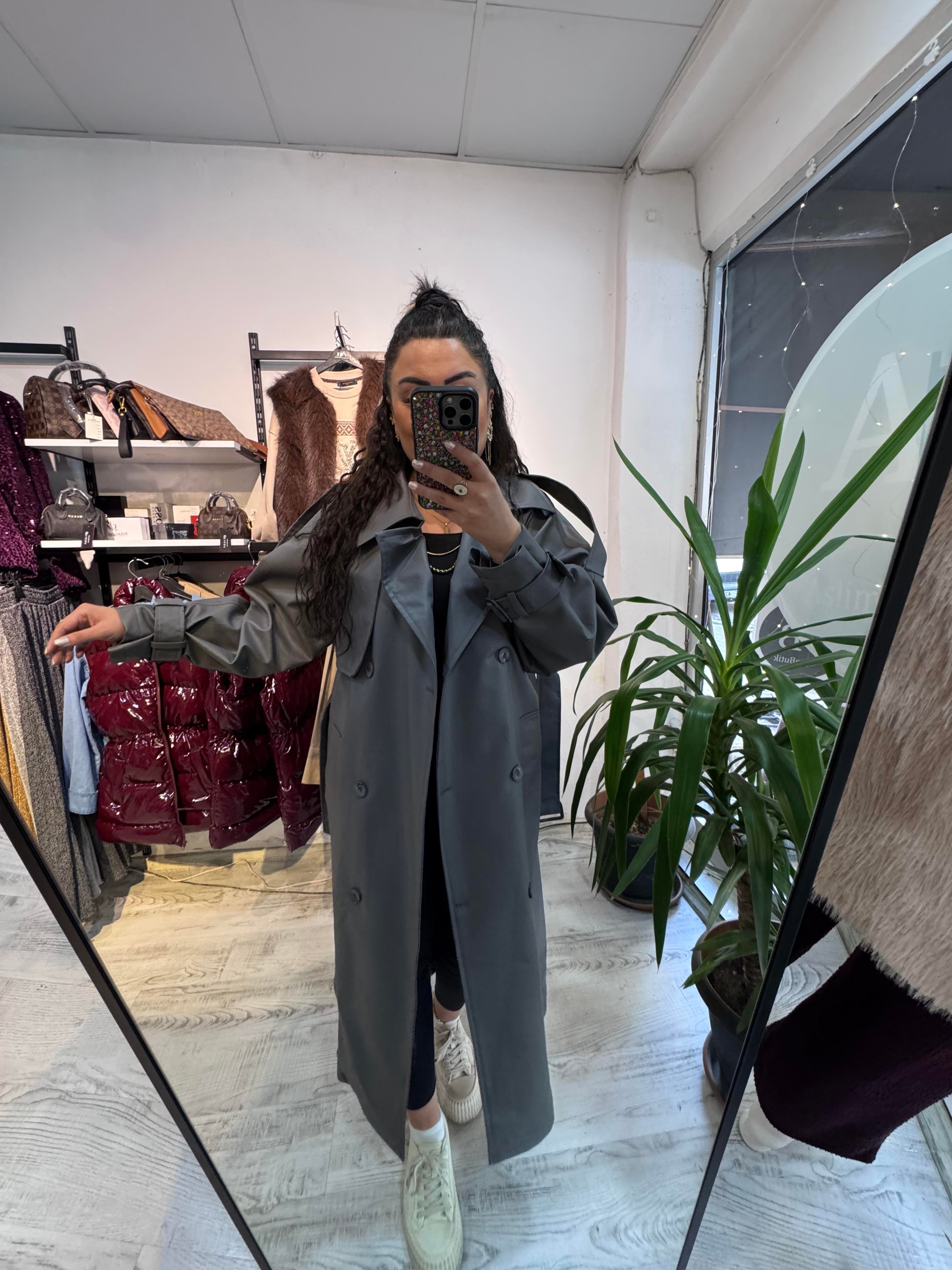 Antrasit Premium Seri Deri Trench