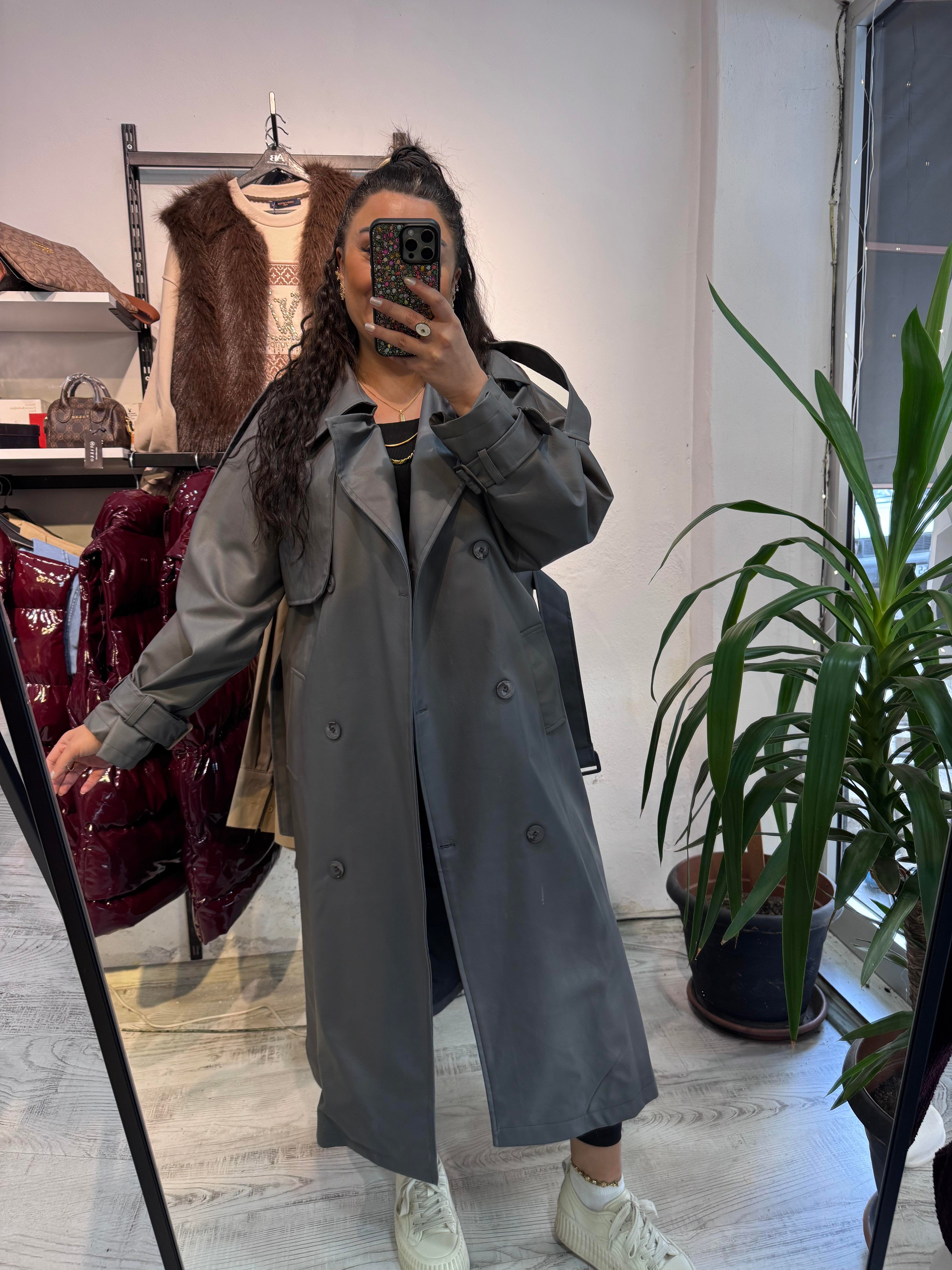 Antrasit Premium Seri Deri Trench