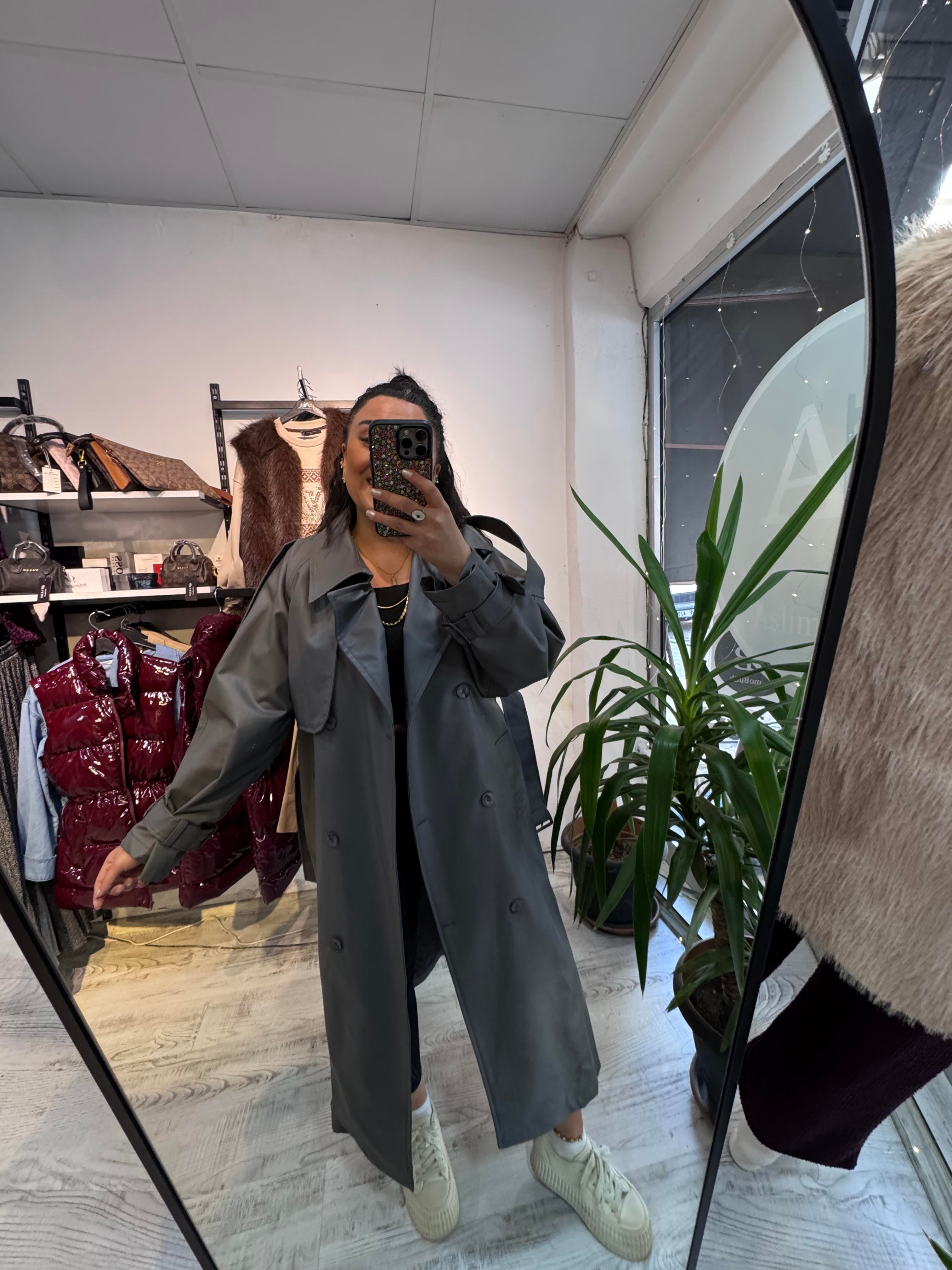 Antrasit Premium Seri Deri Trench