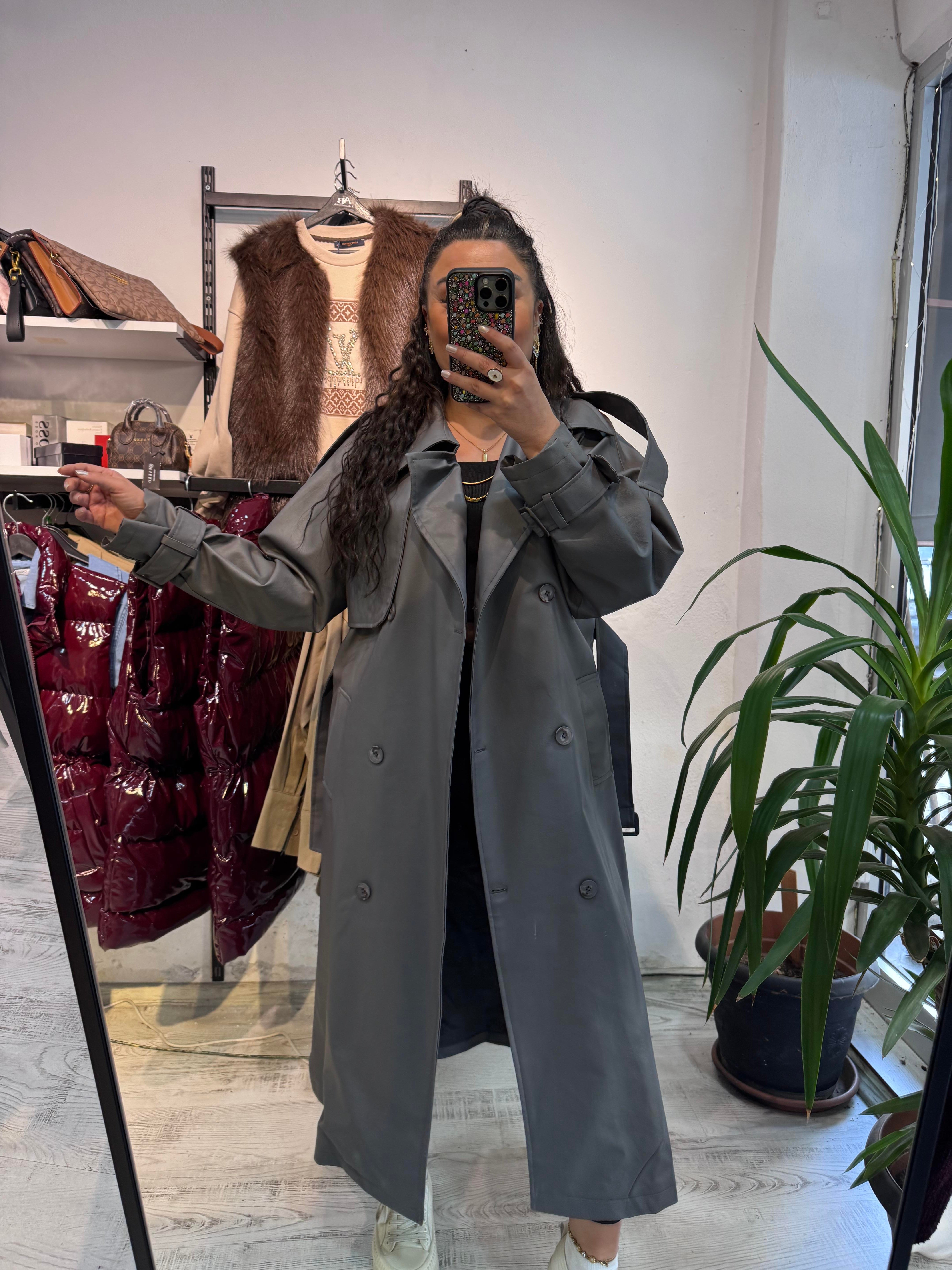 Antrasit Premium Seri Deri Trench