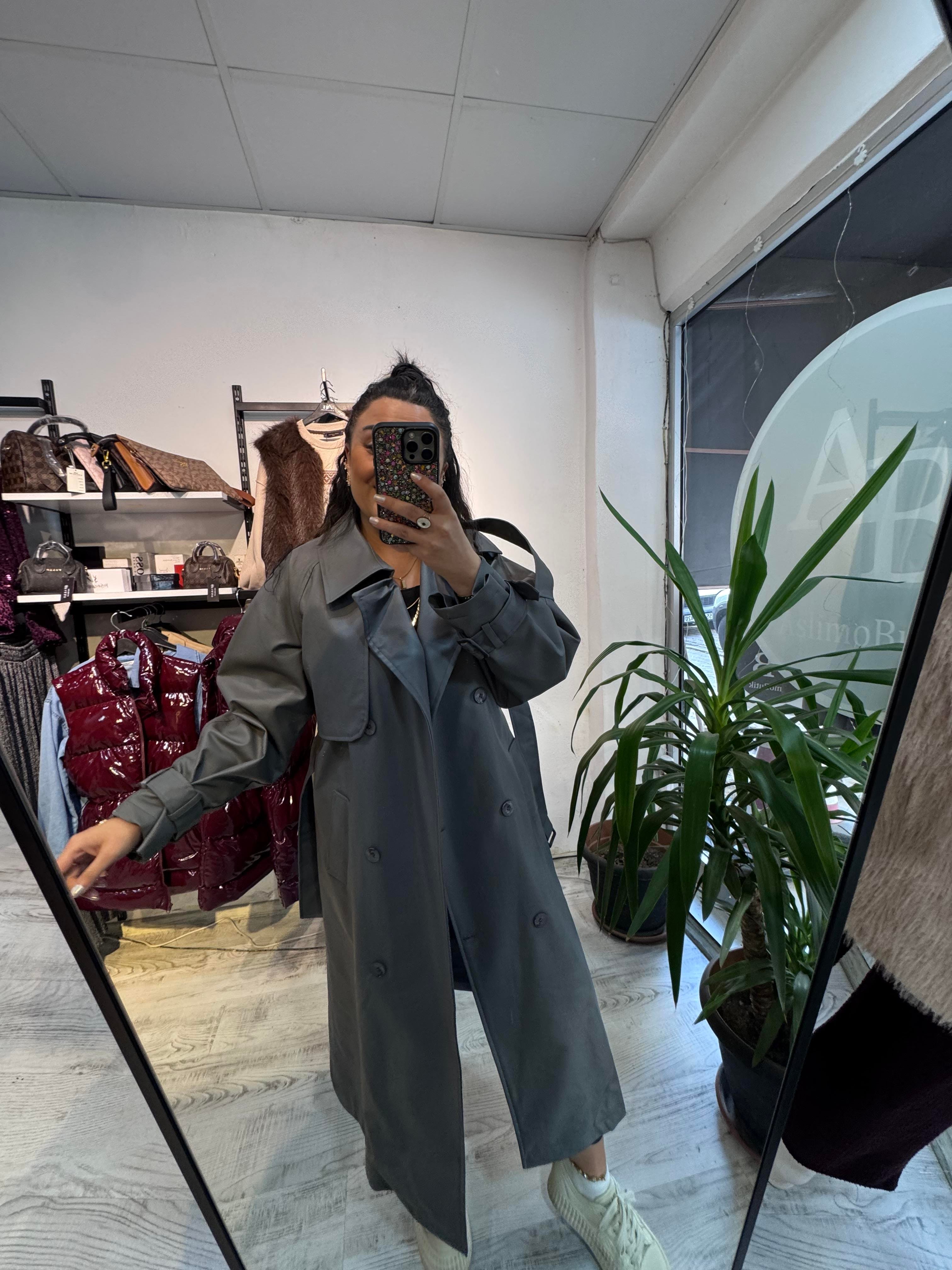 Antrasit Premium Seri Deri Trench