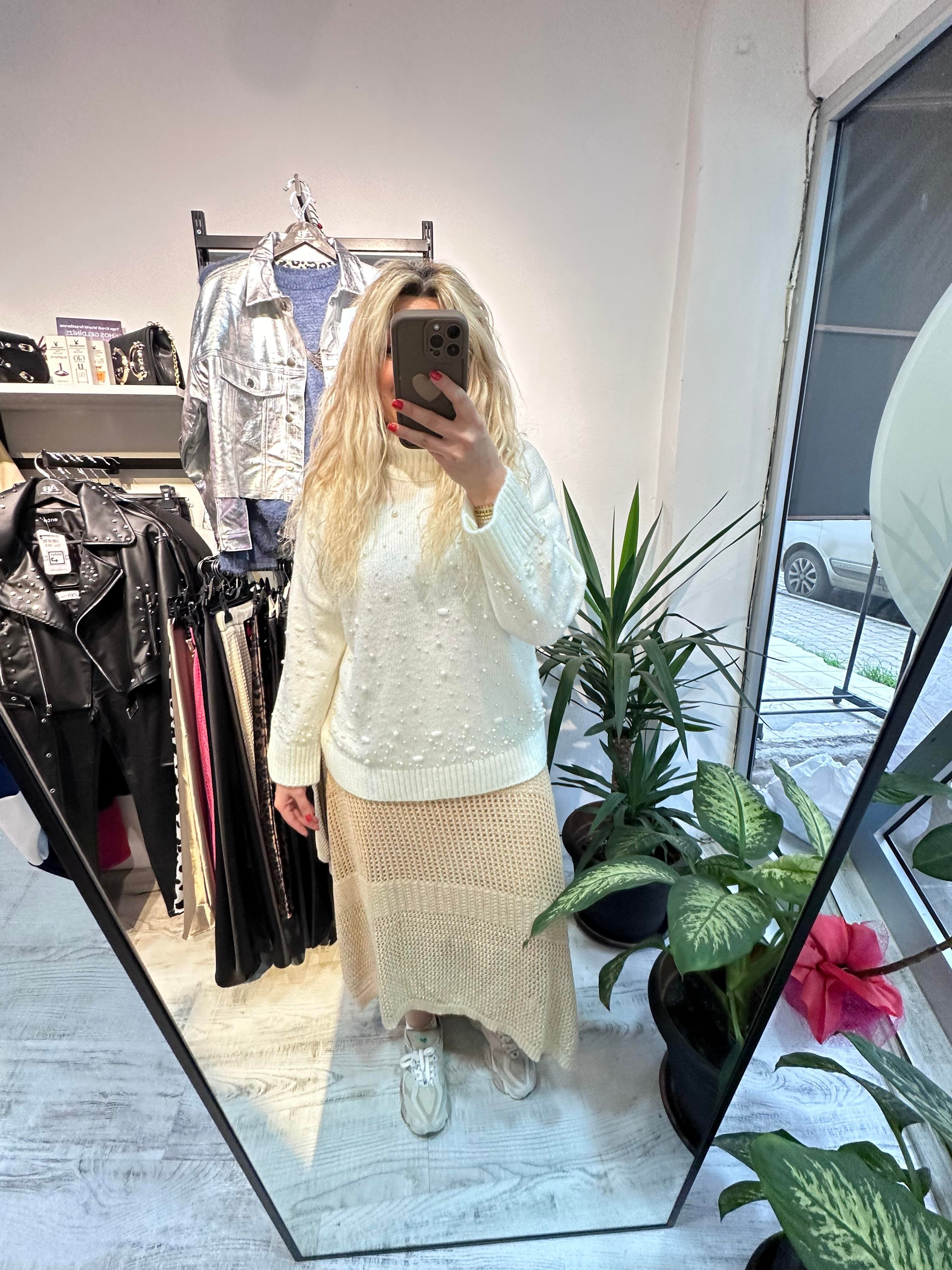 Astarlı Merserize Bej Etek